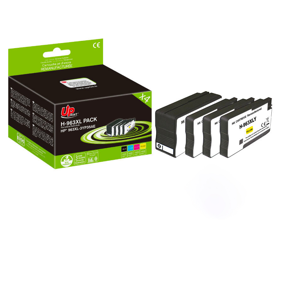 Uprint PACK 4 cartouches remanufacturéeS HP 963XL NEW GENERATION remplace 3YP35AE N/C/M/J