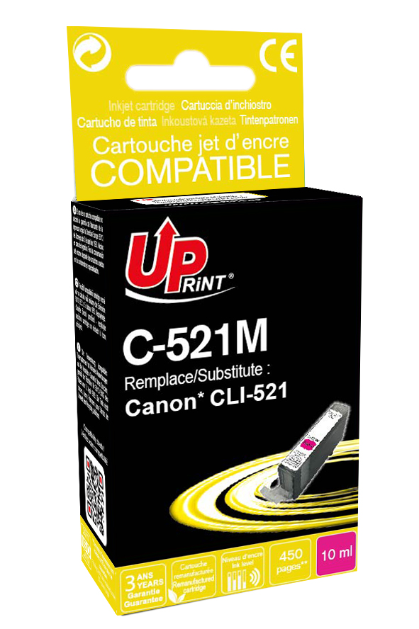 Uprint cartouche remanufacturée CANON CLI521 remplace 2935B001 Magenta