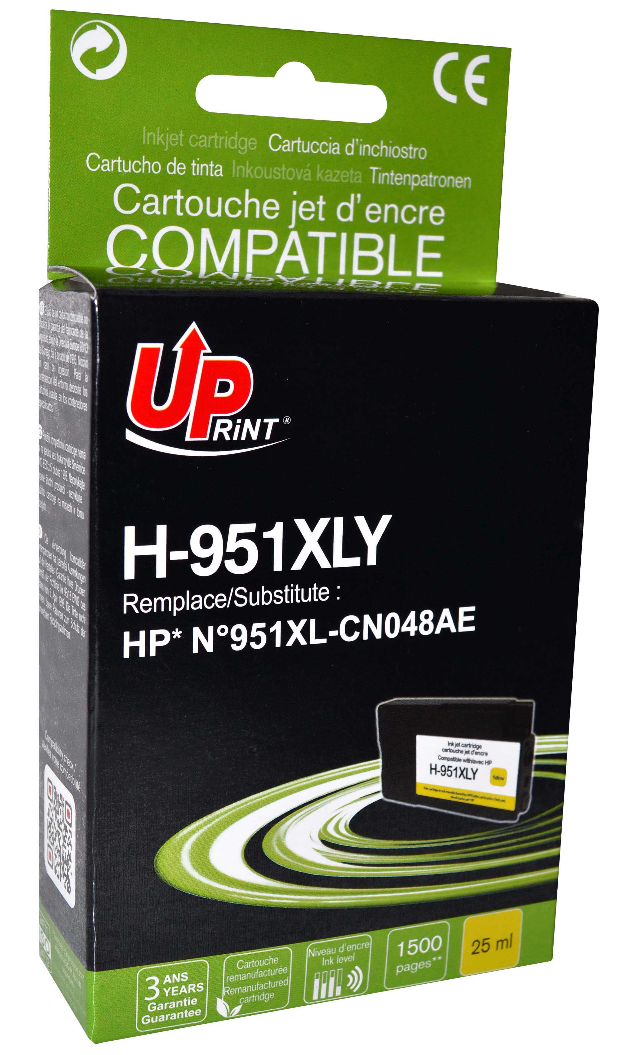 Uprint cartouche remanufacturée HP N°951XL remplace CN048AE Jaune