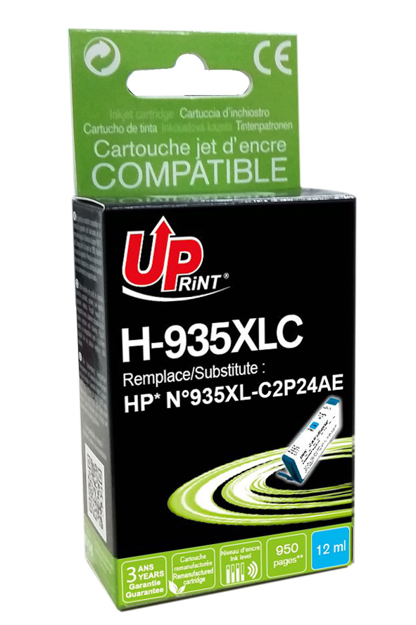 Uprint cartouche remanufacturée HP N°935XL remplace C2P24AE Cyan