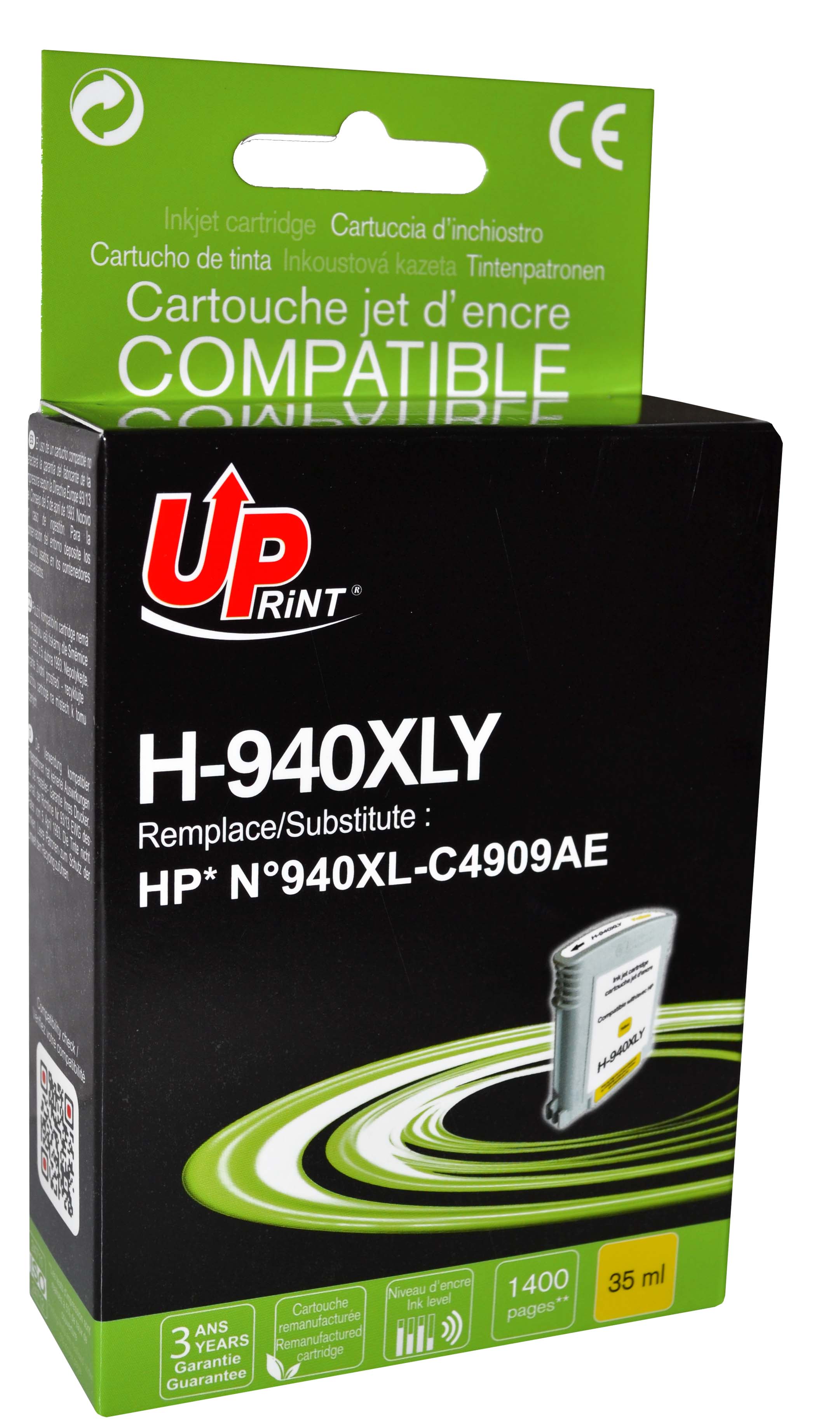 Uprint H-940XLY Y cartouche compatible avec HP N°940XL - C4909AE