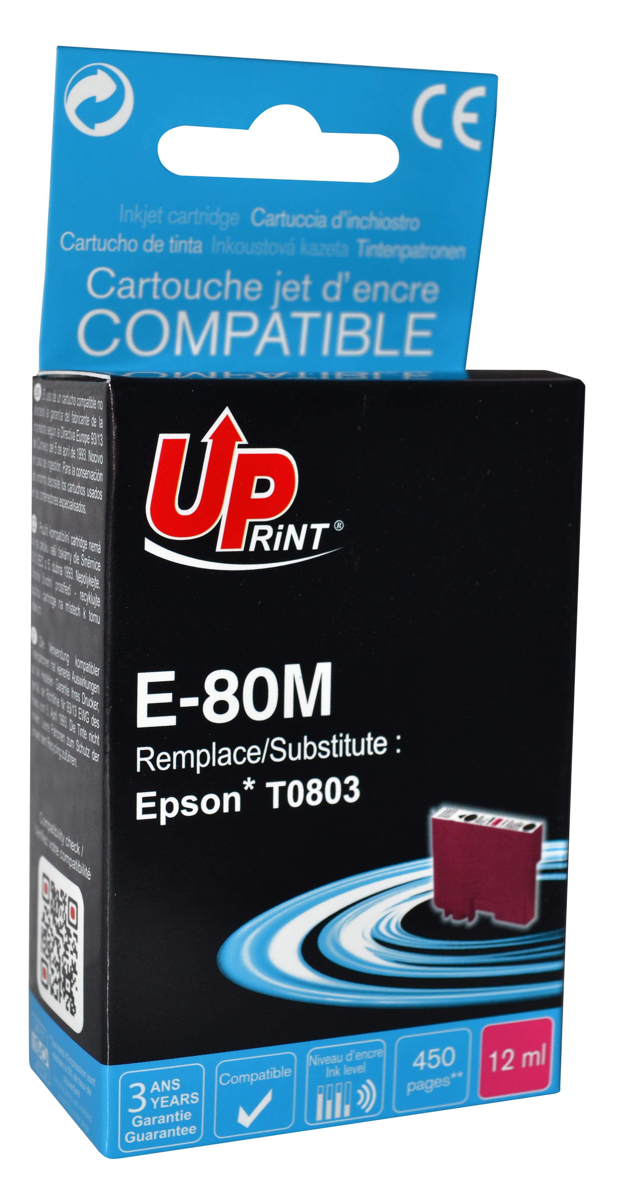 Uprint cartouche compatible EPSON T0803 remplace C13T08034011 Magenta