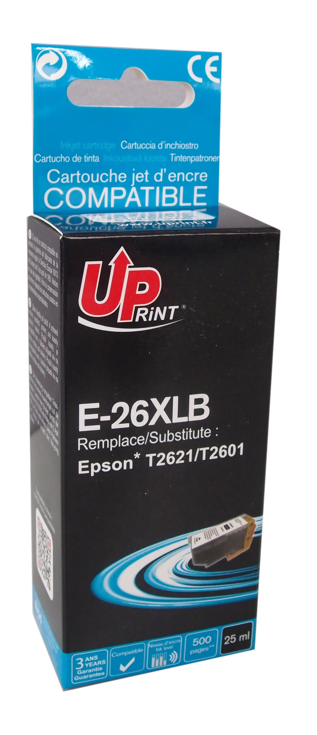Uprint cartouche compatible EPSON 26XL remplace C13T26214012 Noir