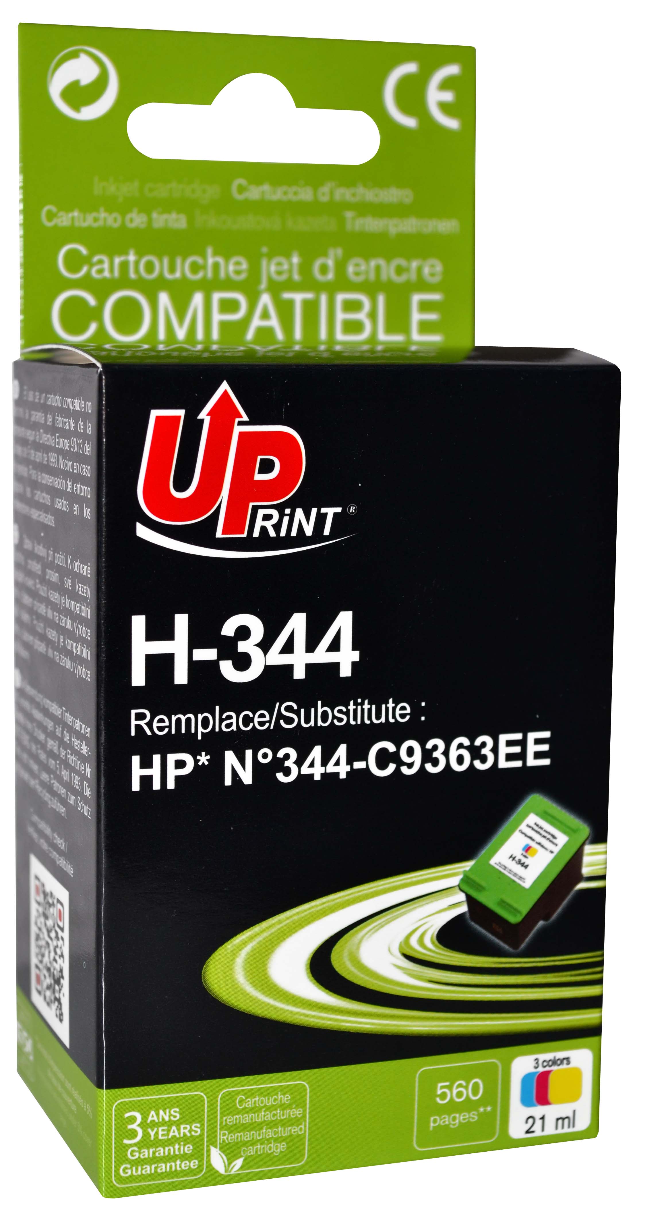 Uprint cartouche remanufacturée HP N°344 remplace C9363EE Couleur