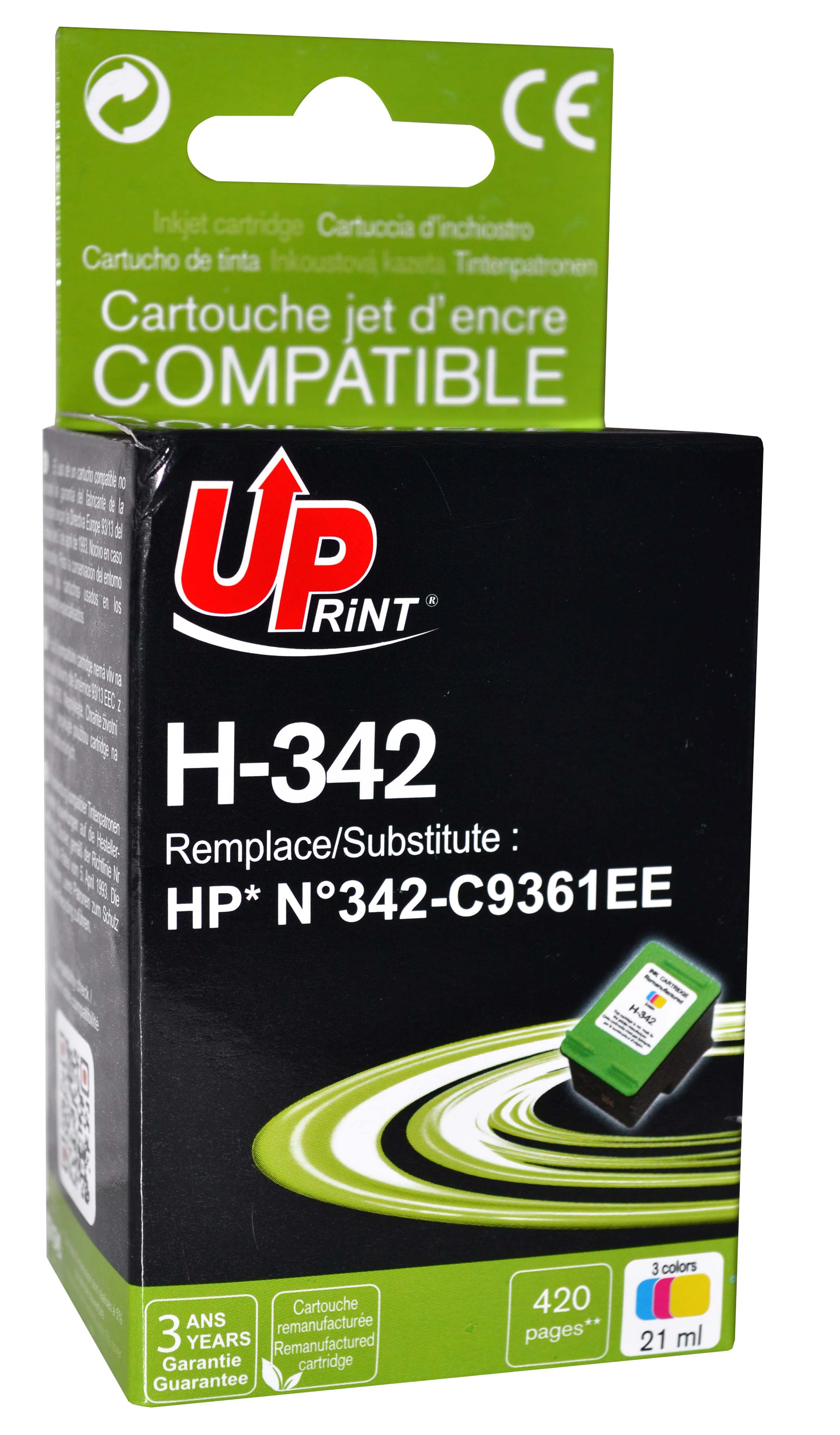 Uprint cartouche remanufacturée HP N°342 remplace C9361EE Couleur