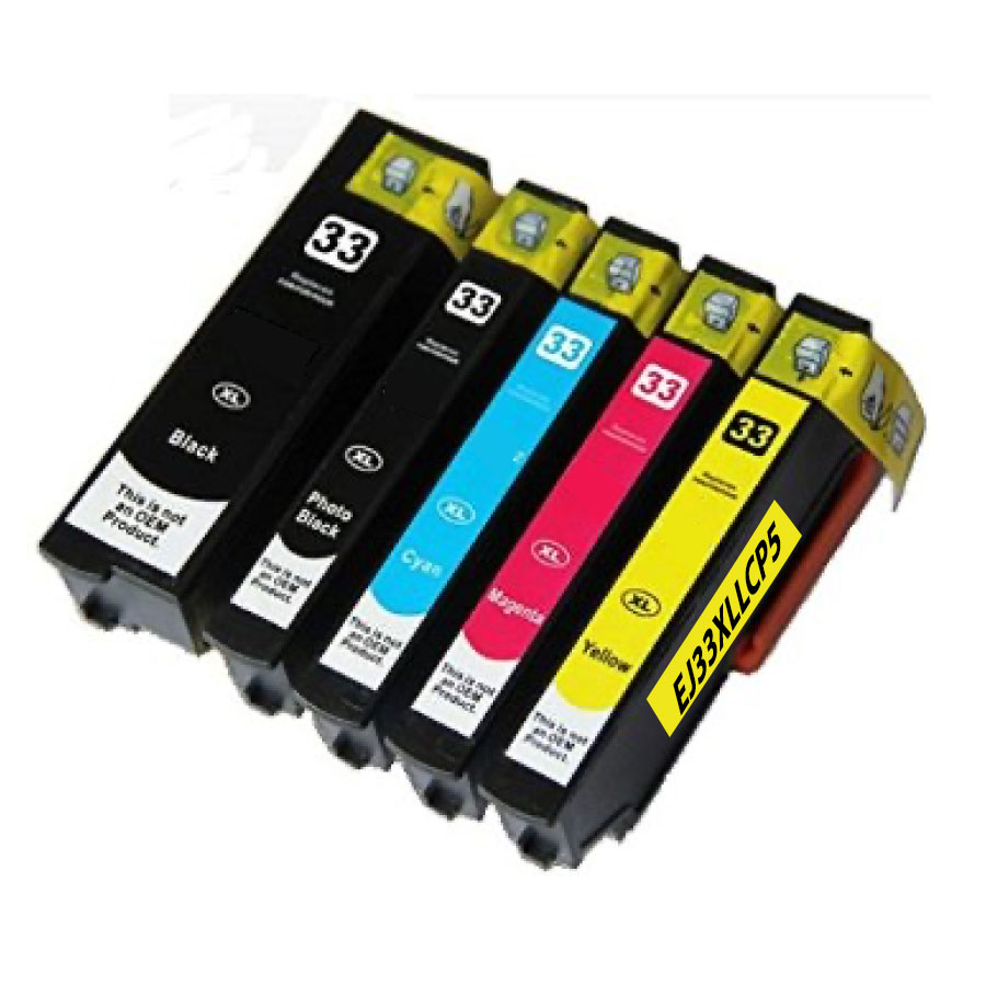 Pack 5 cartouches compatible EPSON 33XL remplace C13T33574011 N/PBK/C/M/J