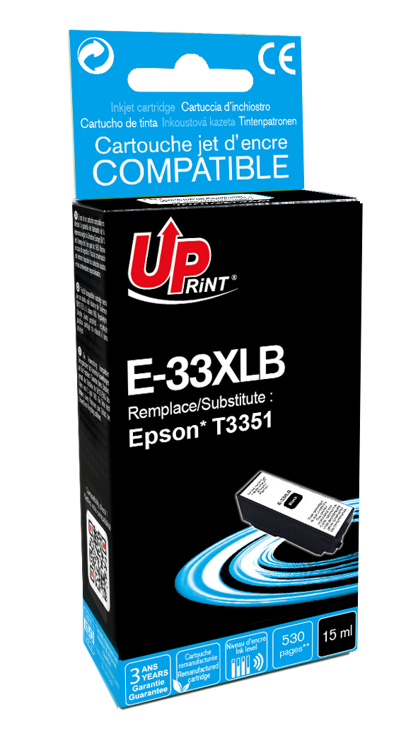 Uprint cartouche remanufacturée EPSON 33XL remplace C13T33514010 Noir