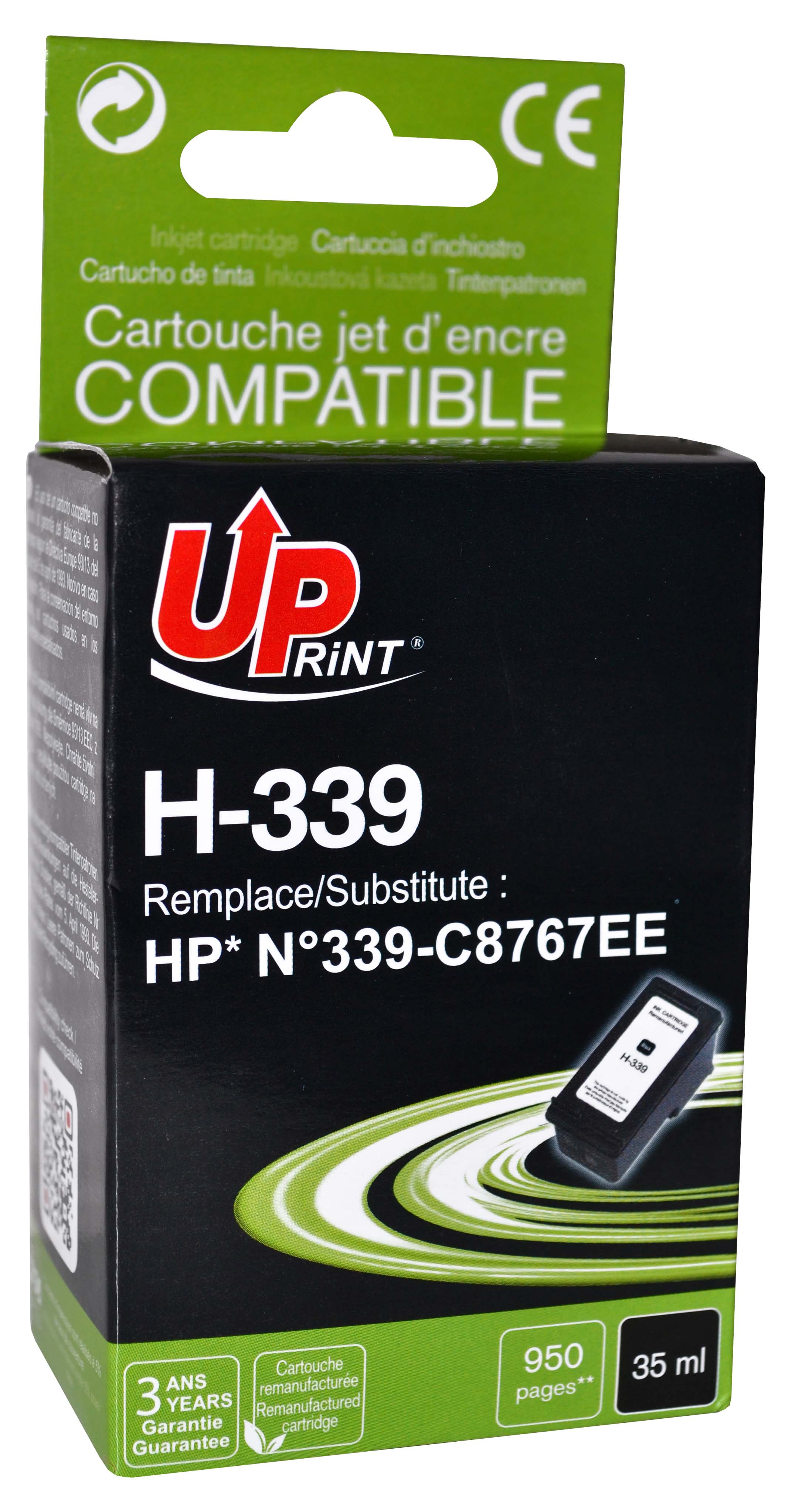 Uprint cartouche remanufacturée HP N°339 remplace C8767EE Noir