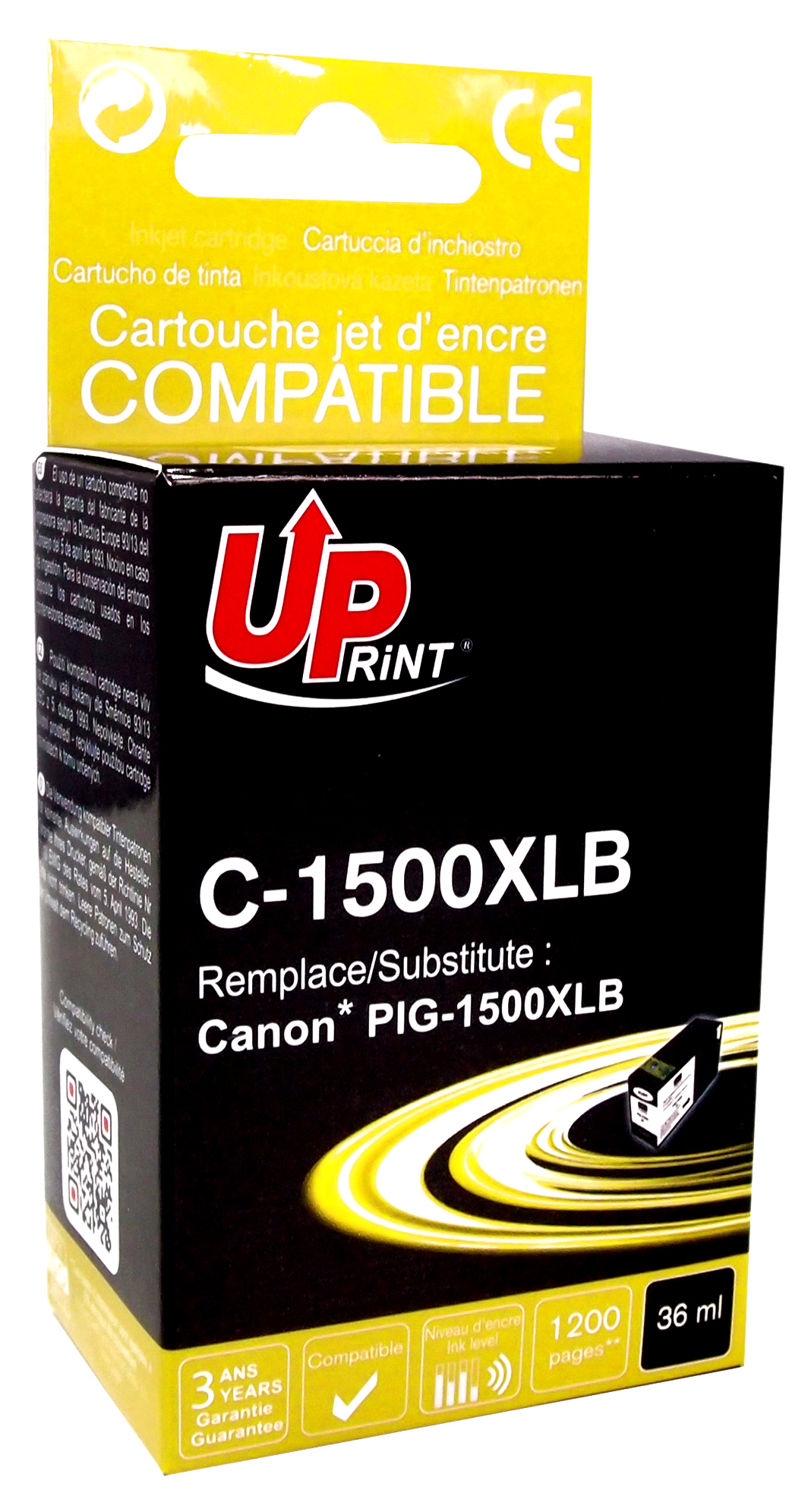 Uprint cartouche compatible CANON PGI1500 XL remplace 9182B001 Noir