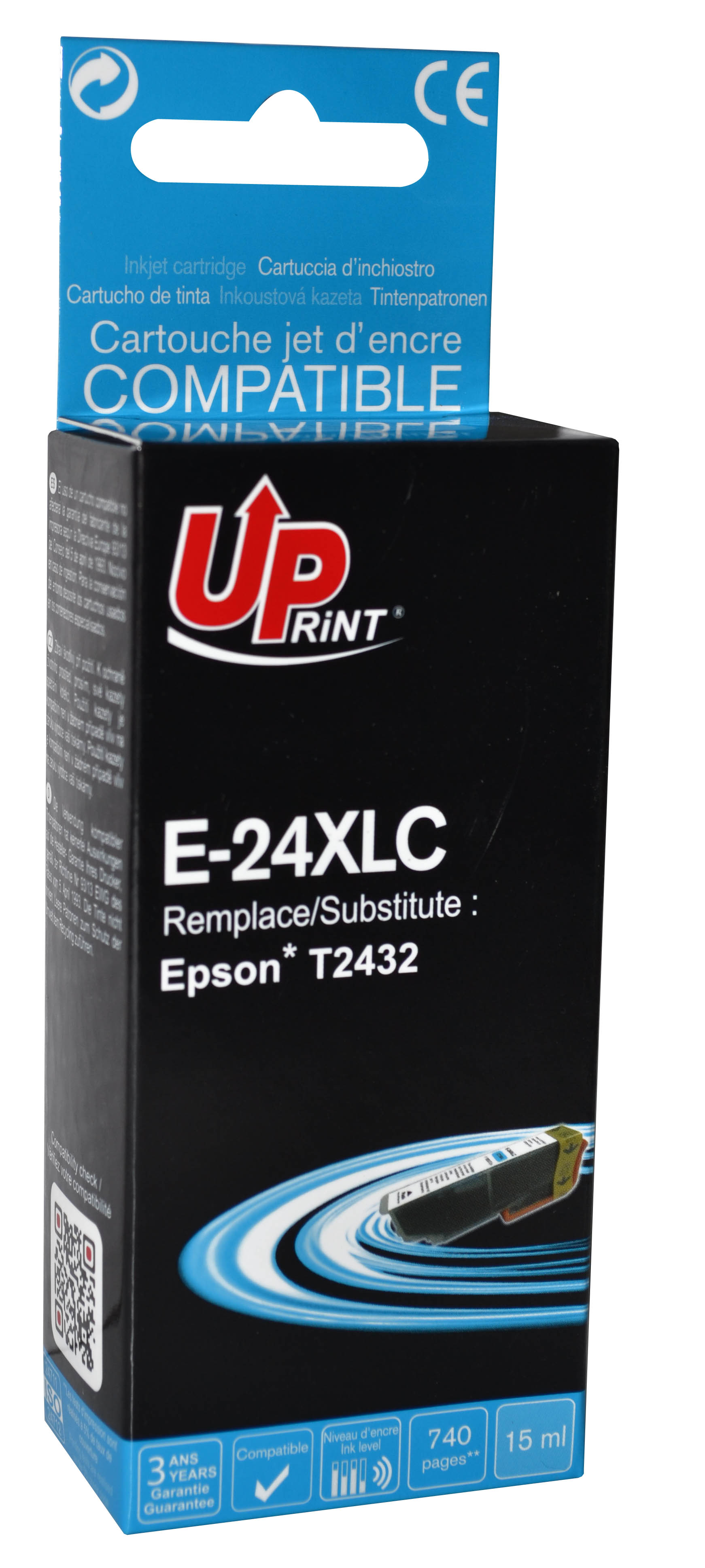 Uprint cartouche compatible EPSON 24XL remplace C13T24324012 Cyan