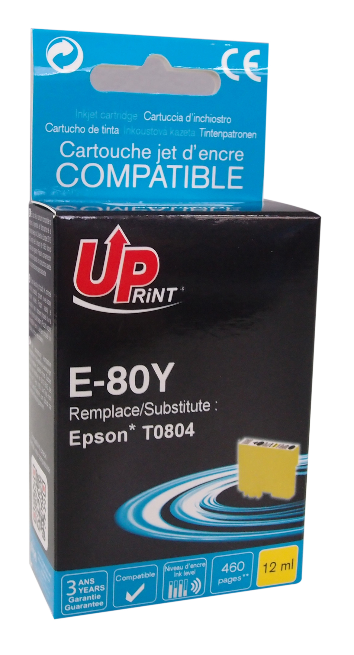 Uprint cartouche compatible EPSON T0804 remplace C13T08044010 Jaune