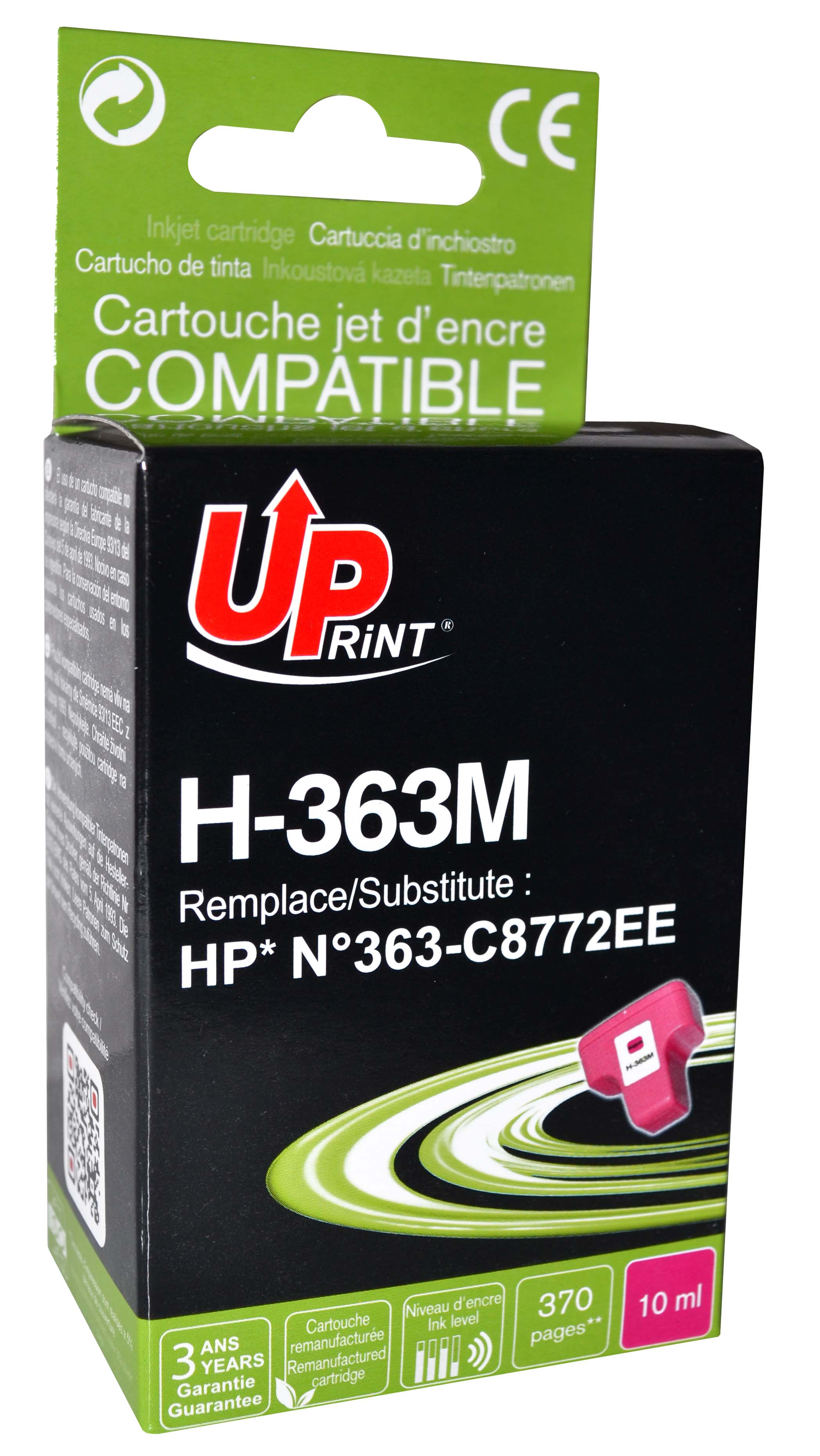 Uprint cartouche remanufacturée HP N°363 remplace C8772EE Magenta