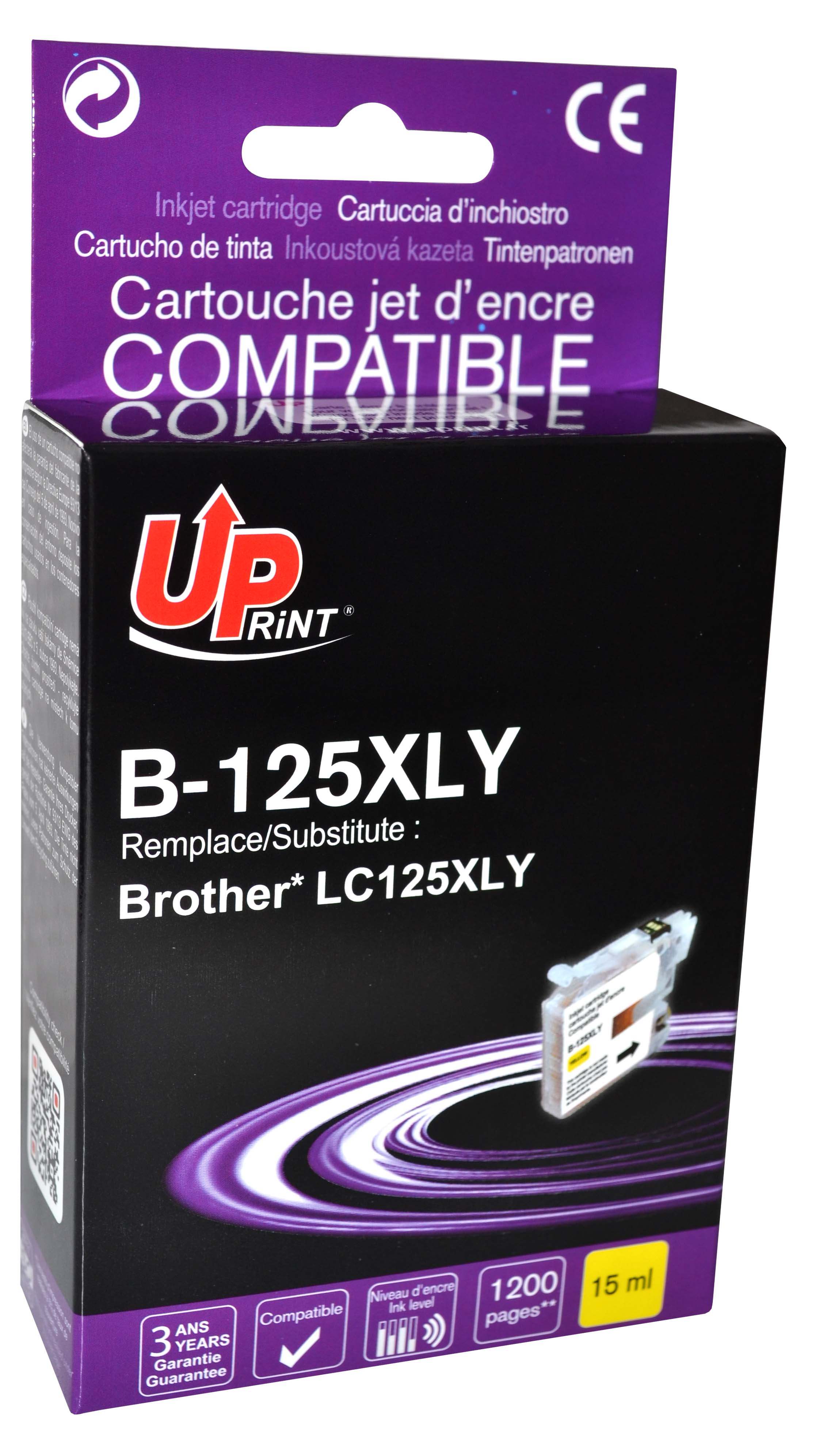 Uprint cartouche compatible BROTHER LC125XL Jaune