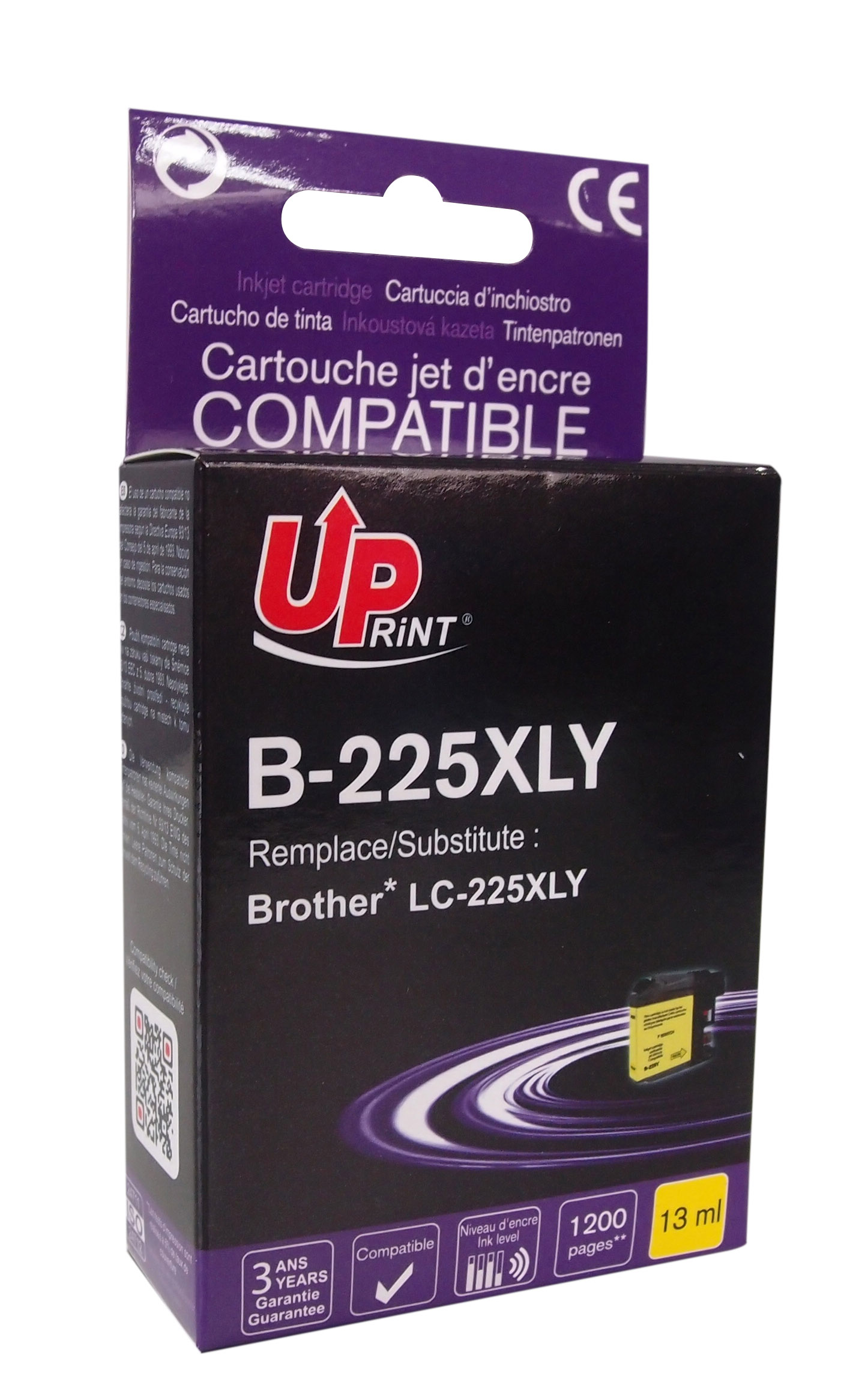 Uprint cartouche compatible BROTHER LC225XL Jaune