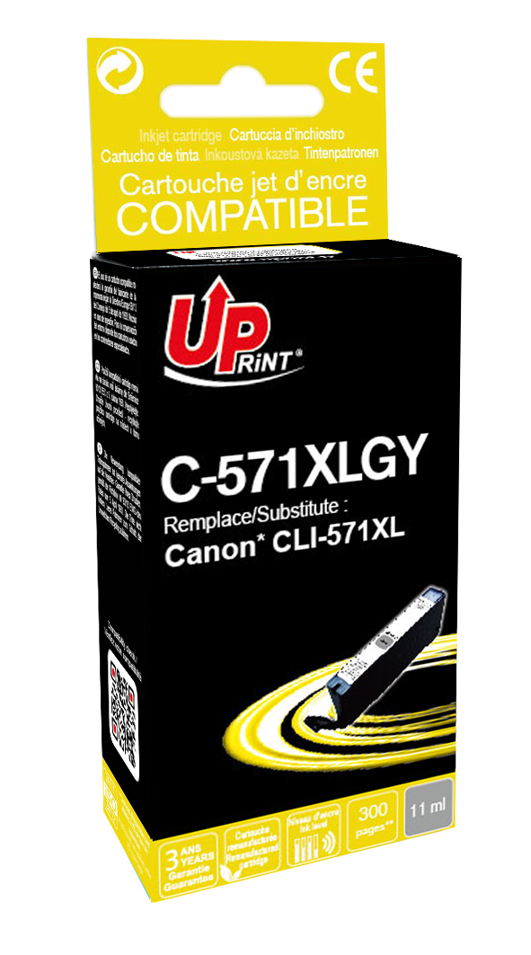 Uprint cartouche remanufacturée CANON CLI571XL remplace 0335C001 Gris