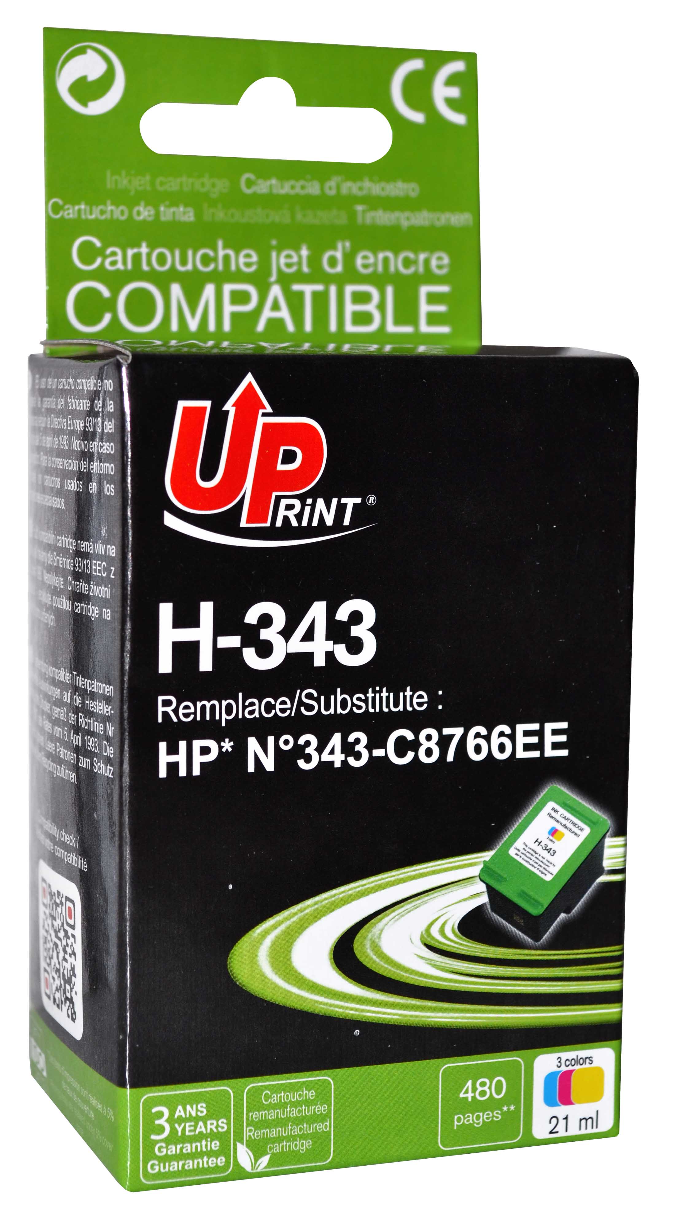Uprint cartouche remanufacturée HP N°343 remplace C8766EE Couleur