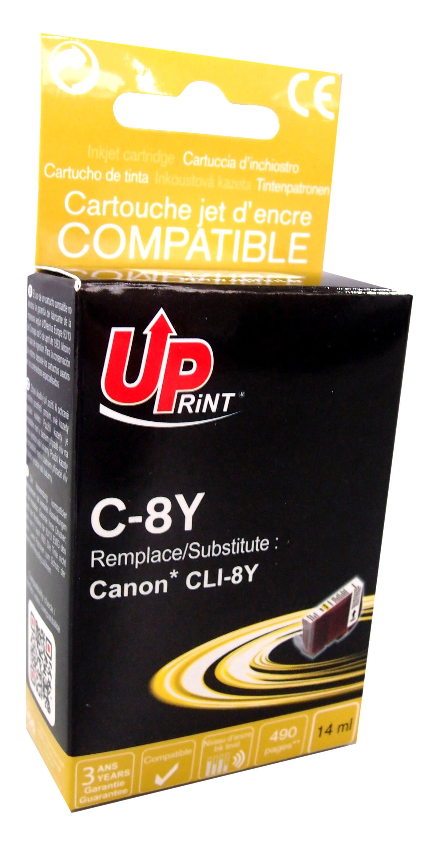 Uprint cartouche compatible CANON CLI8 remplace 0623B001 Jaune