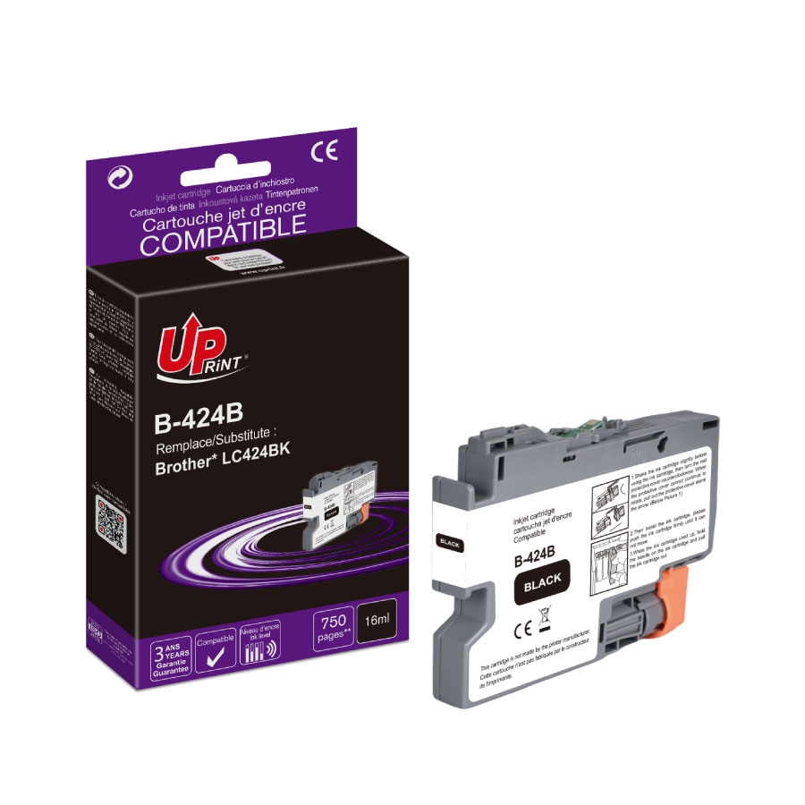 Uprint cartouche compatible BROTHER LC424 Noir