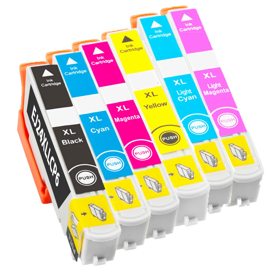 Pack 6 cartouches compatible EPSON 24XL remplace C13T24384011 N/C/M/J/LM/LC