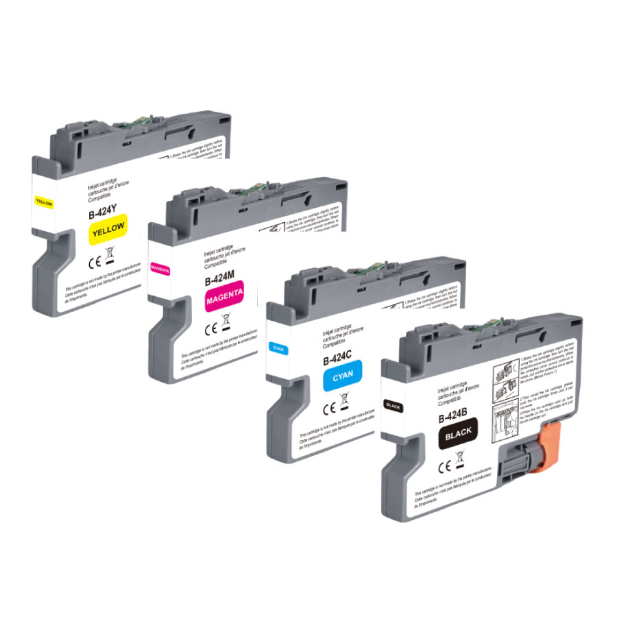 Pack 4 cartouches compatible BROTHER LC424 N/C/M/J