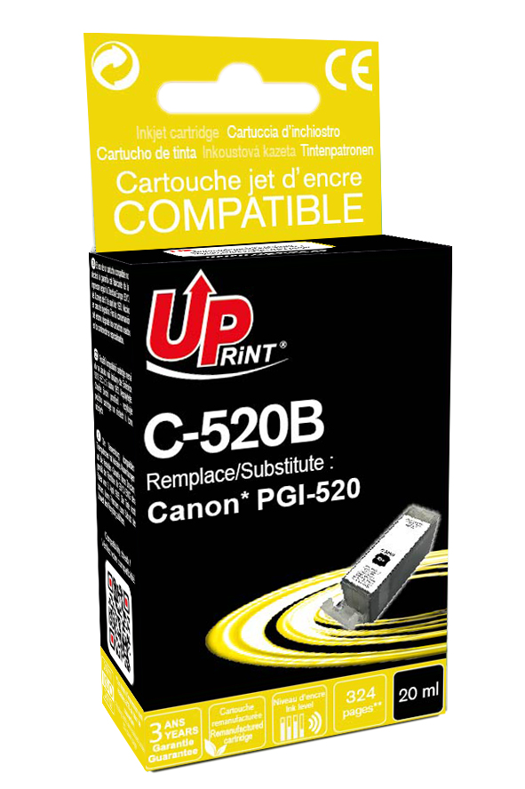 Uprint cartouche remanufacturée CANON PGI520 remplace 2932B001 Noir