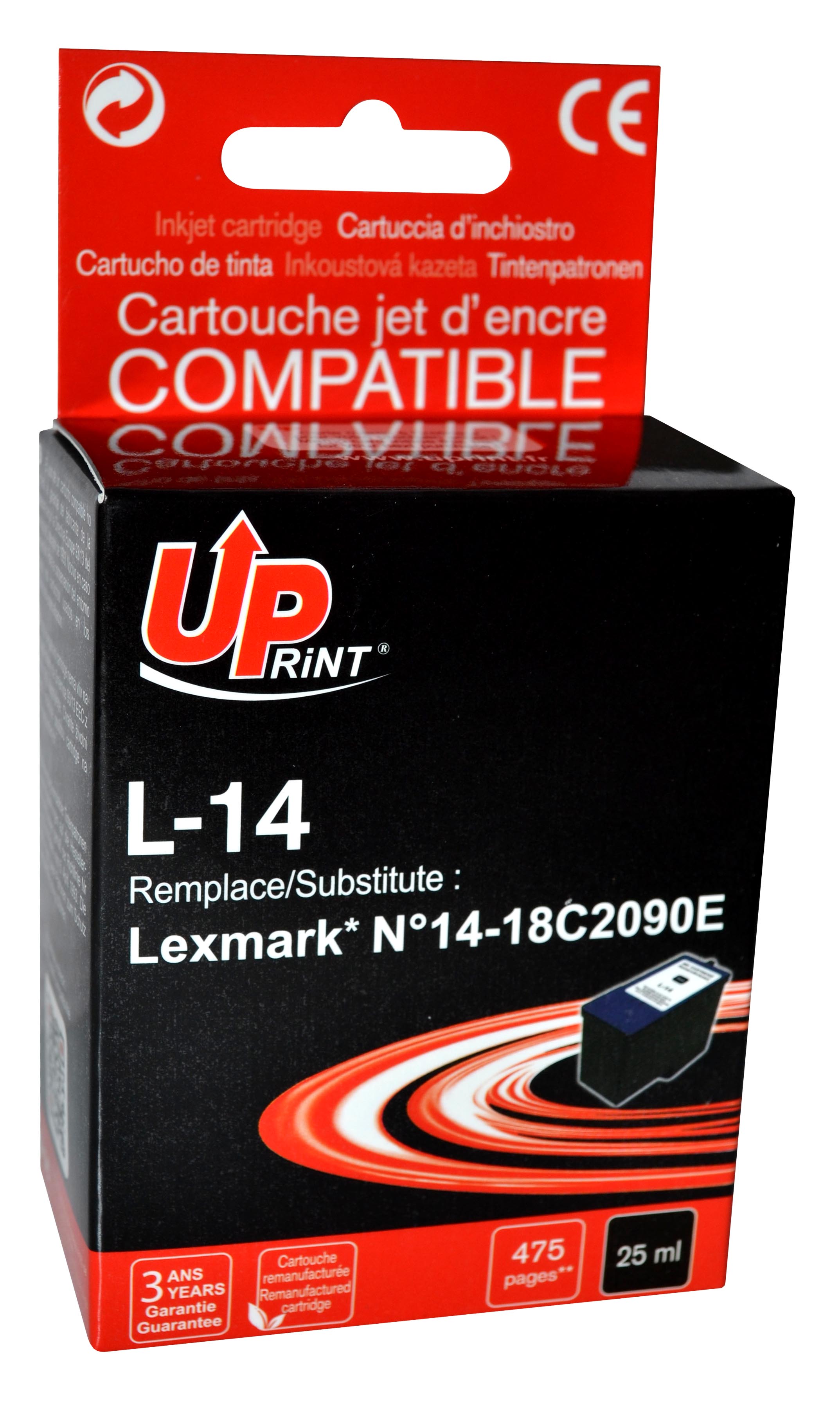 Uprint L-14 BK cartouche compatible avec LEXMARK N°14 - 18C2090E