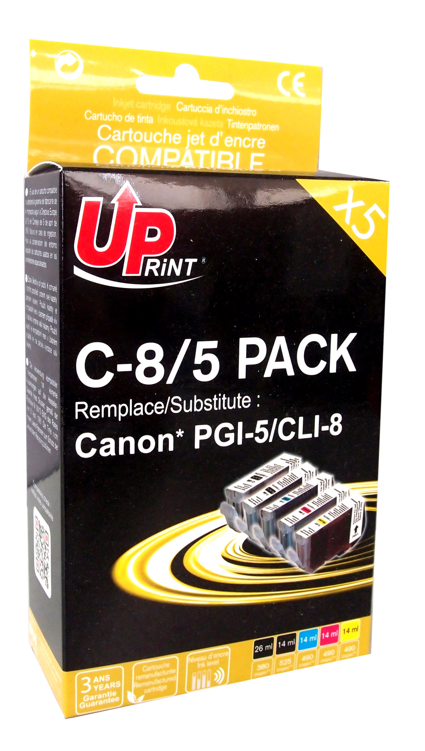 Uprint PACK 5 cartouches compatible CANON PGI5/CLI8 N/N/C/M/J