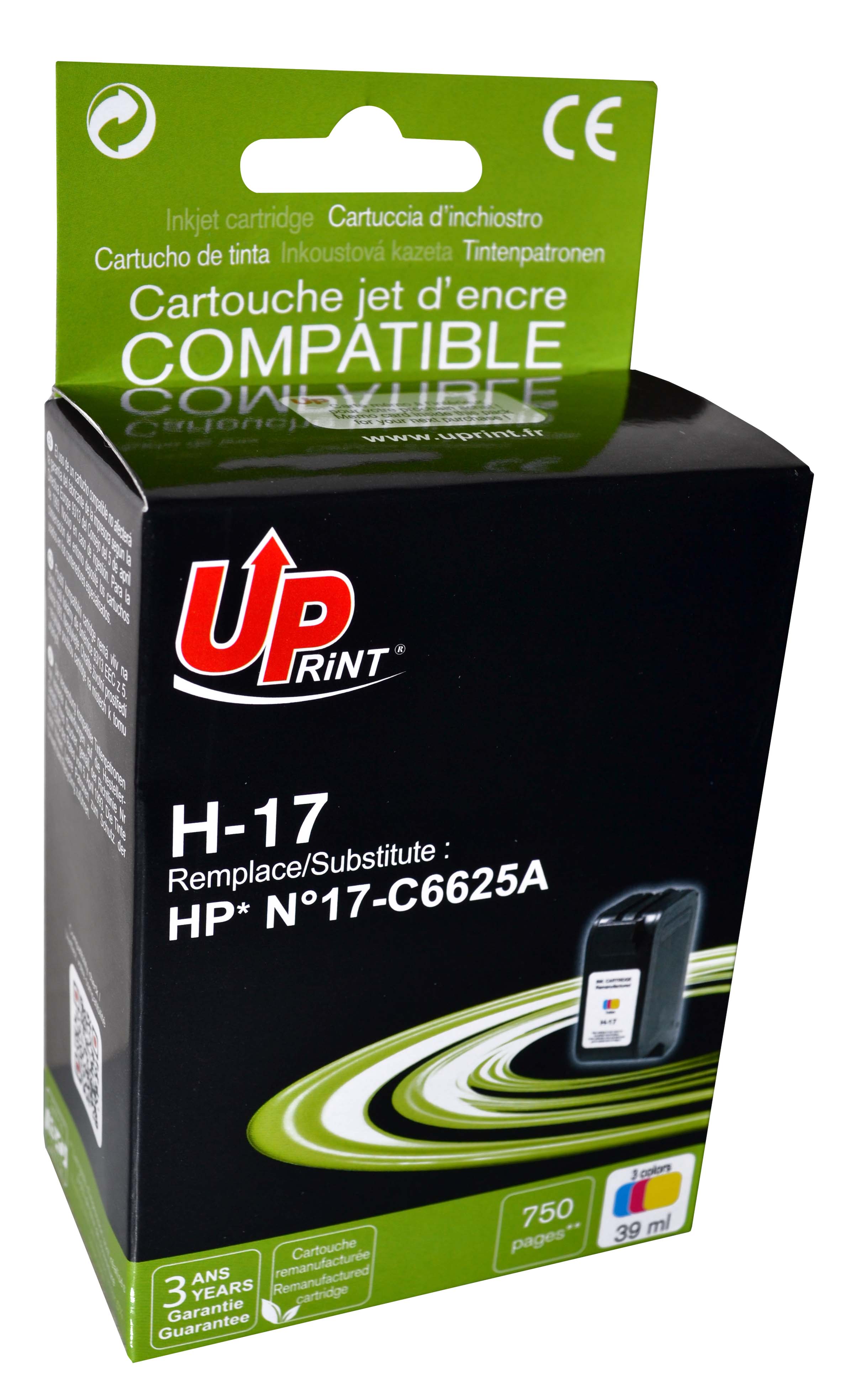 Uprint cartouche remanufacturée HP N°17 remplace C6625A Couleur