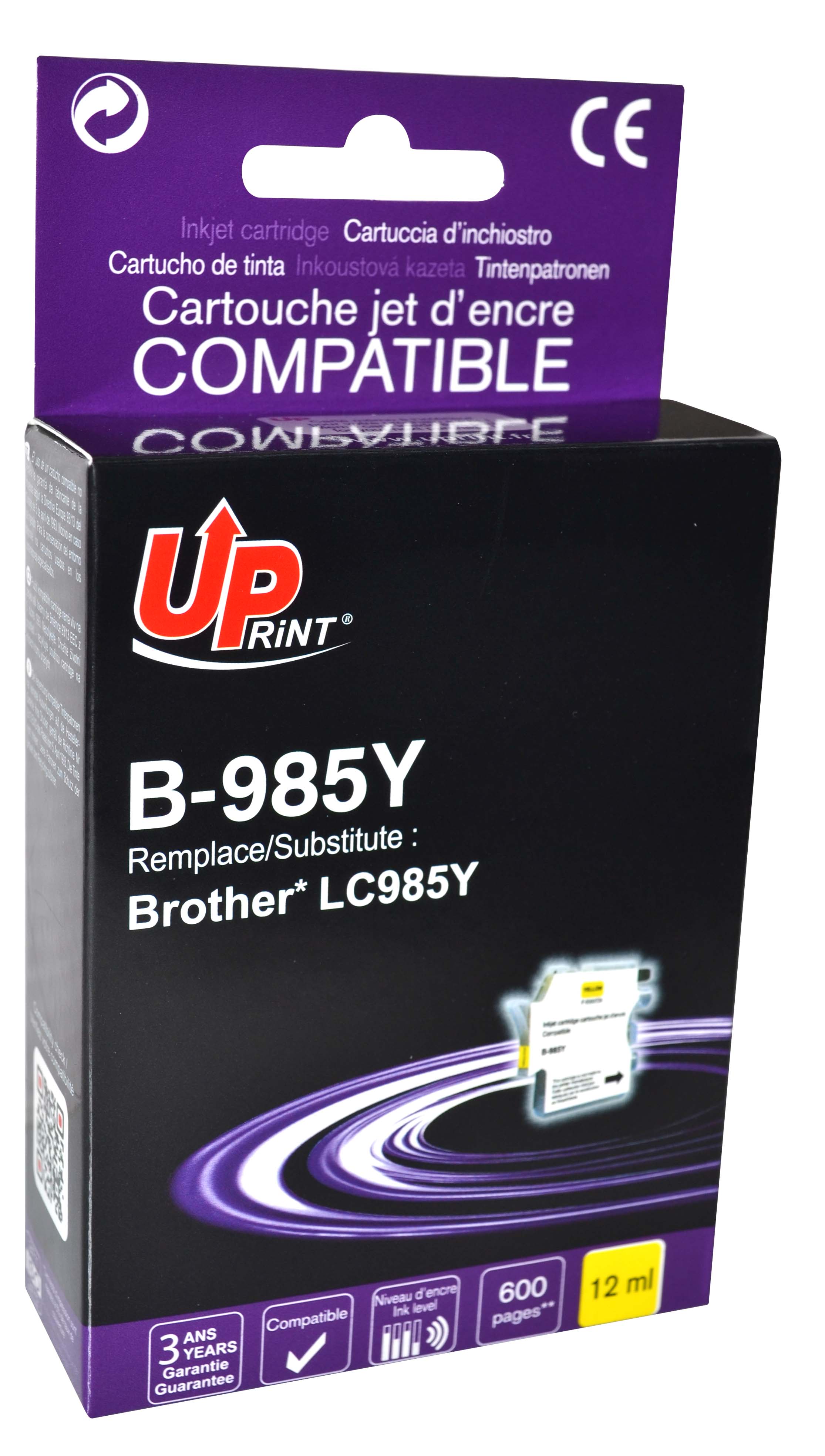 Uprint cartouche compatible BROTHER LC985 Jaune