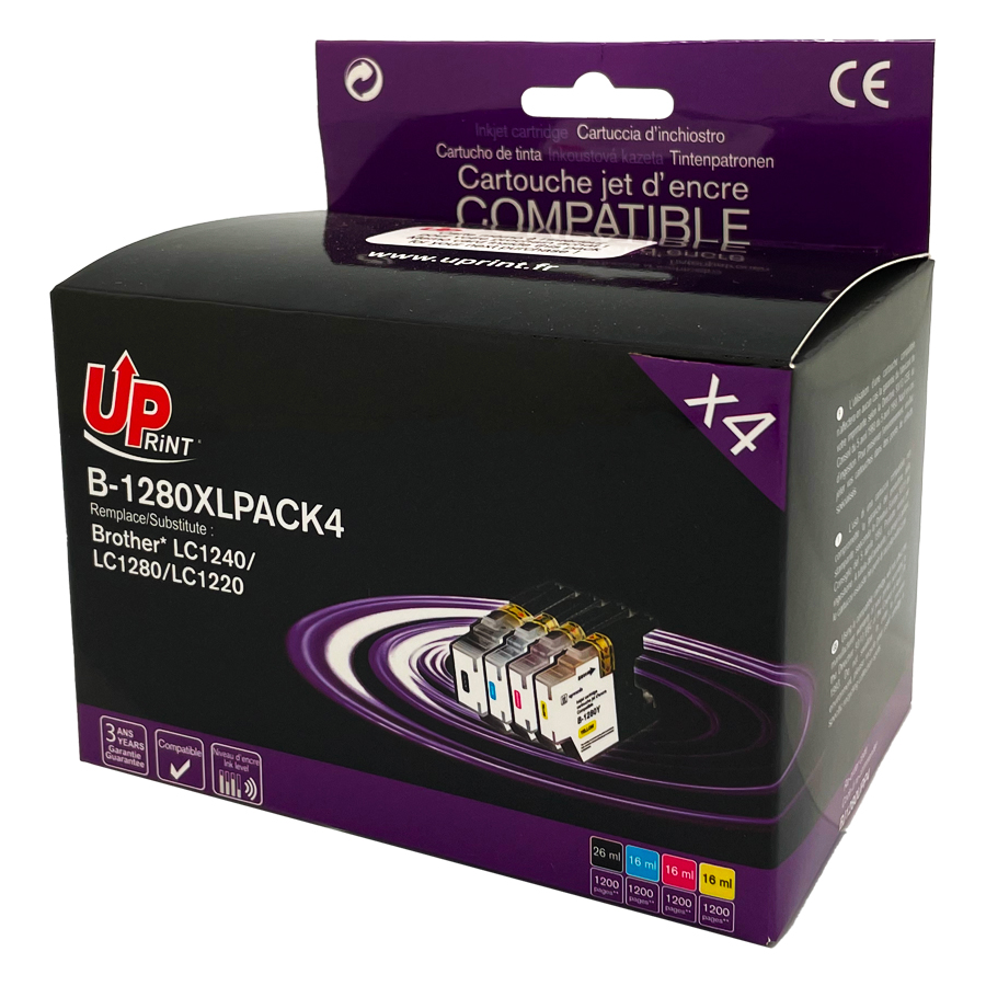 Uprint PACK 4 cartouches compatible BROTHER LC1240/LC1280/LC1220 N/C/M/J