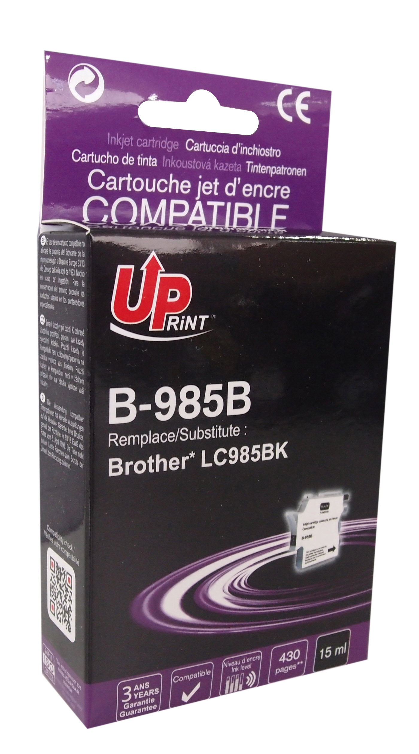 Uprint cartouche compatible BROTHER LC985 Noir