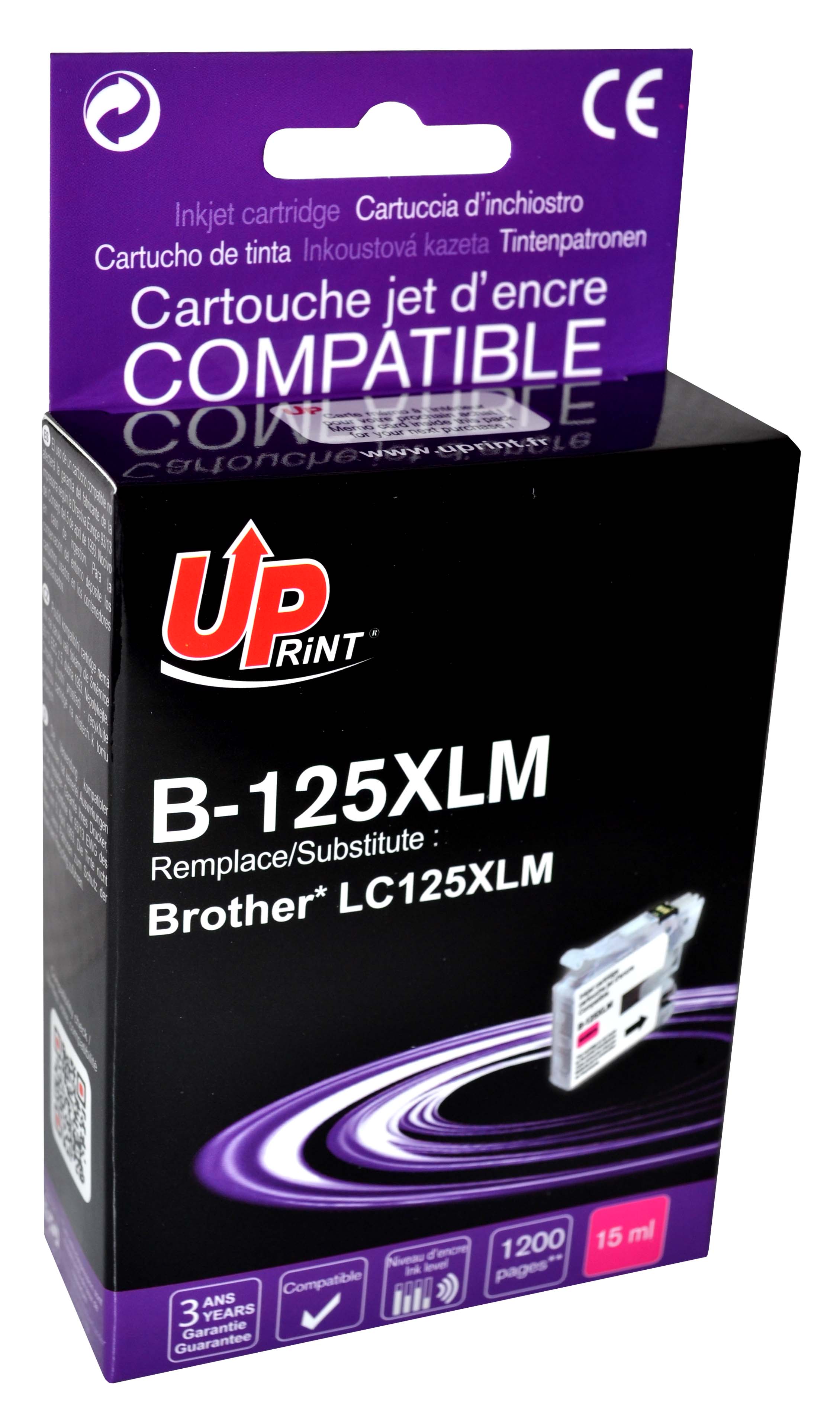 Uprint cartouche compatible BROTHER LC125XL Magenta