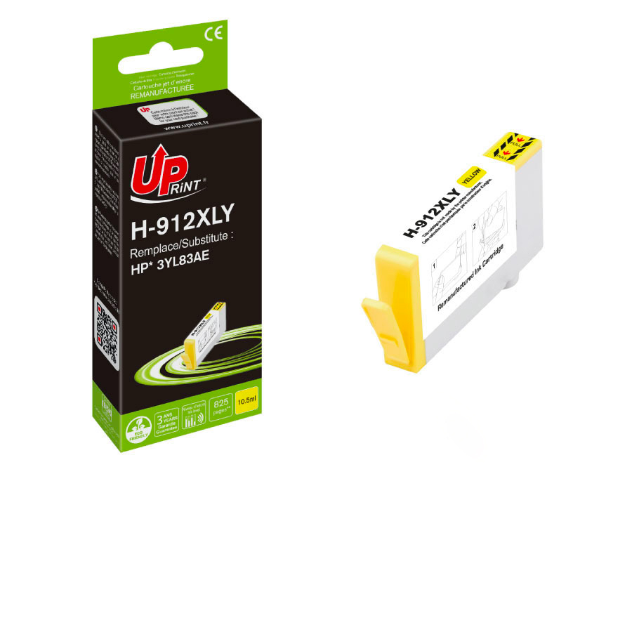 Uprint cartouche remanufacturée HP 912XL NEW GENERATION remplace 3YL83AE Jaune