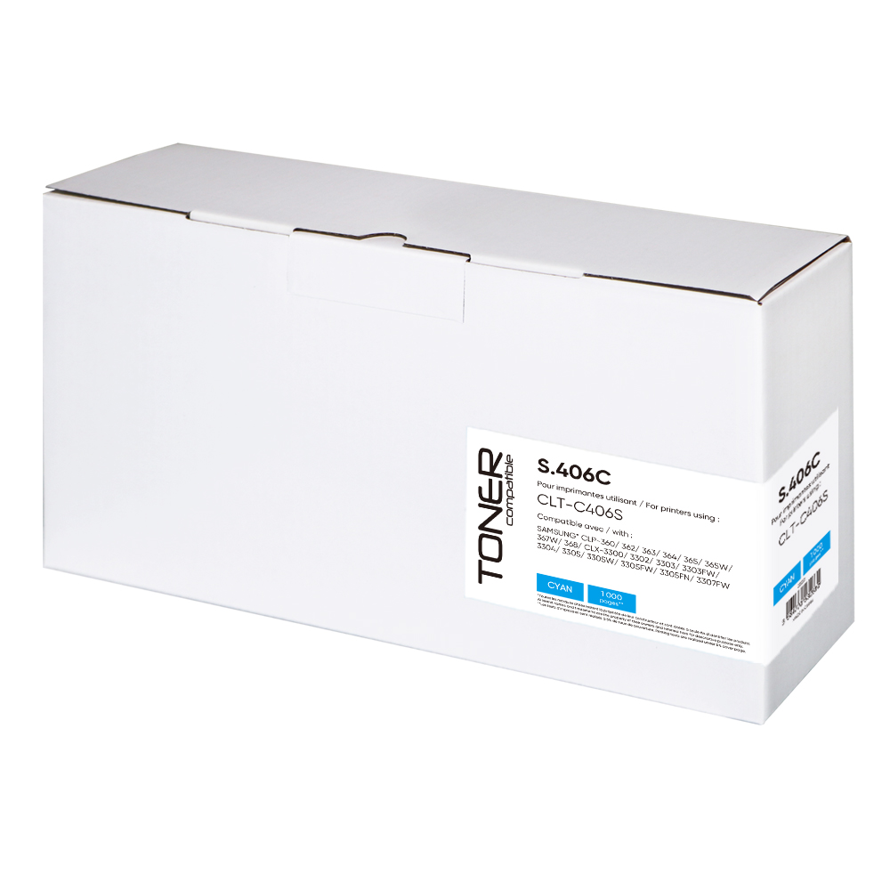 Toner compatible SAMSUNG 406S remplace CLTC406S Cyan