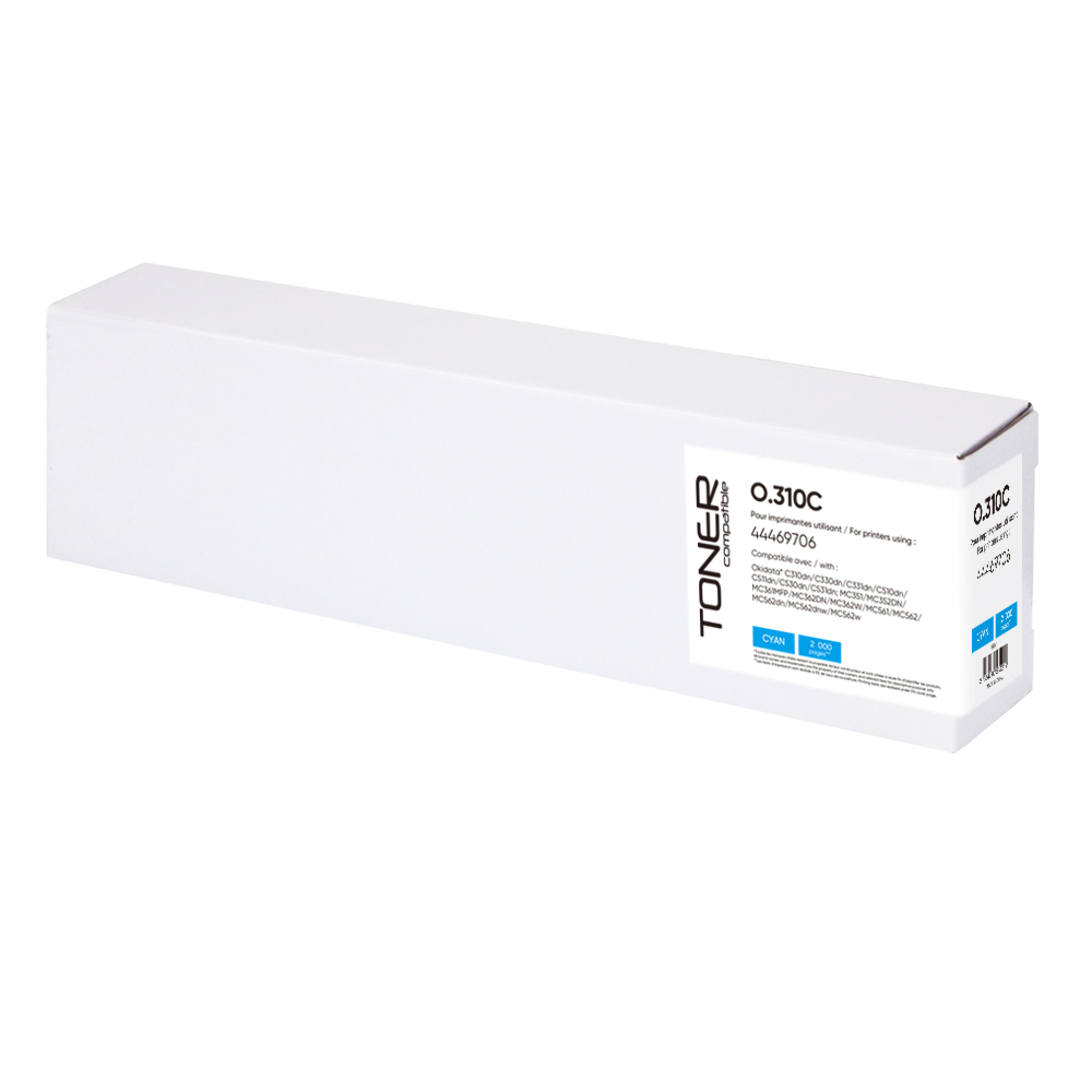 Toner compatible OKI 310 remplace 44469706 Cyan
