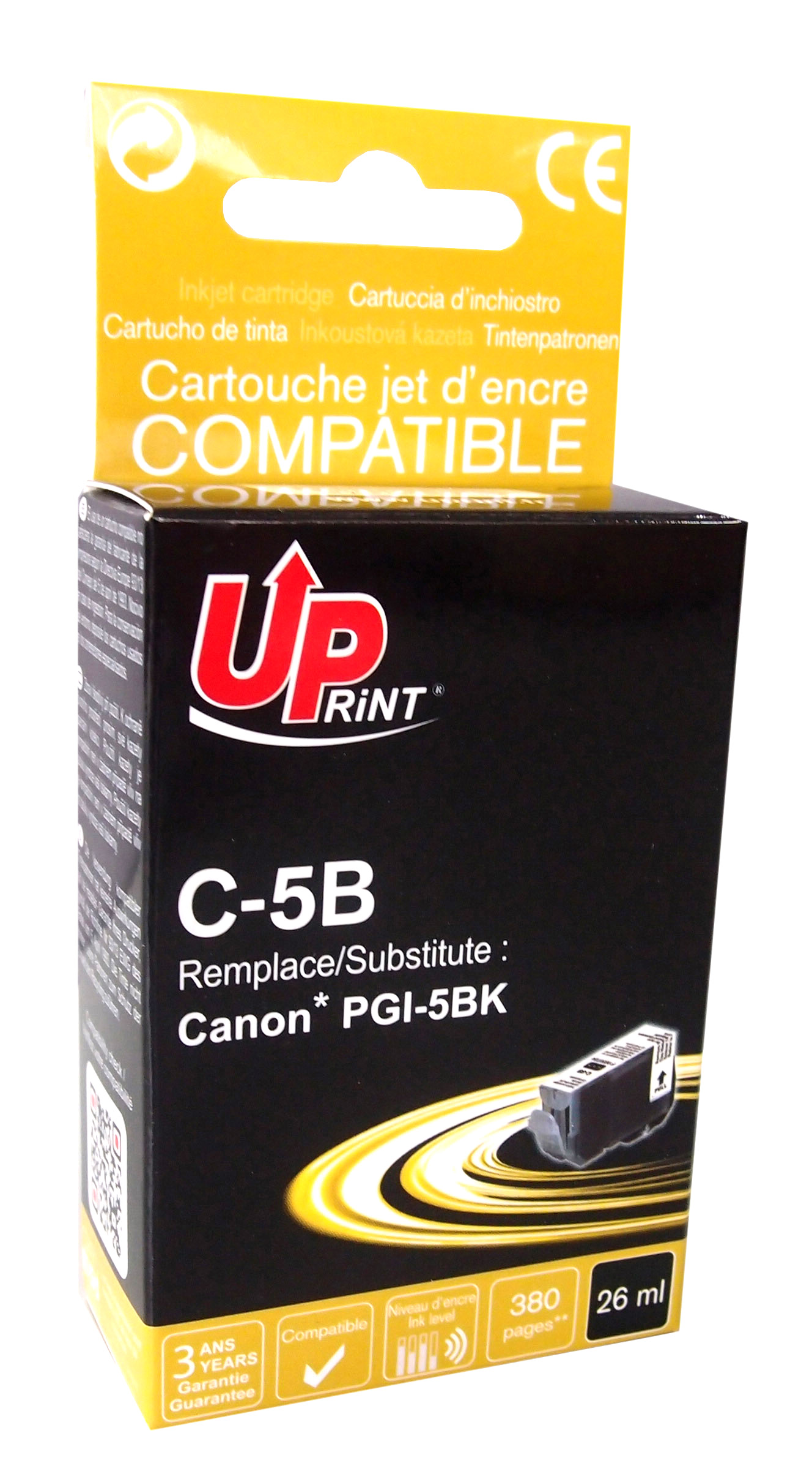 Uprint cartouche compatible CANON PGI5 remplace 0628B001 Noir