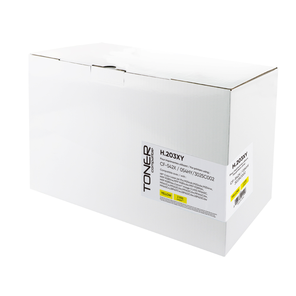 Toner compatible HP/CANON 203X/054H SANS niveau remplace CF542X/3025C002 Jaune
