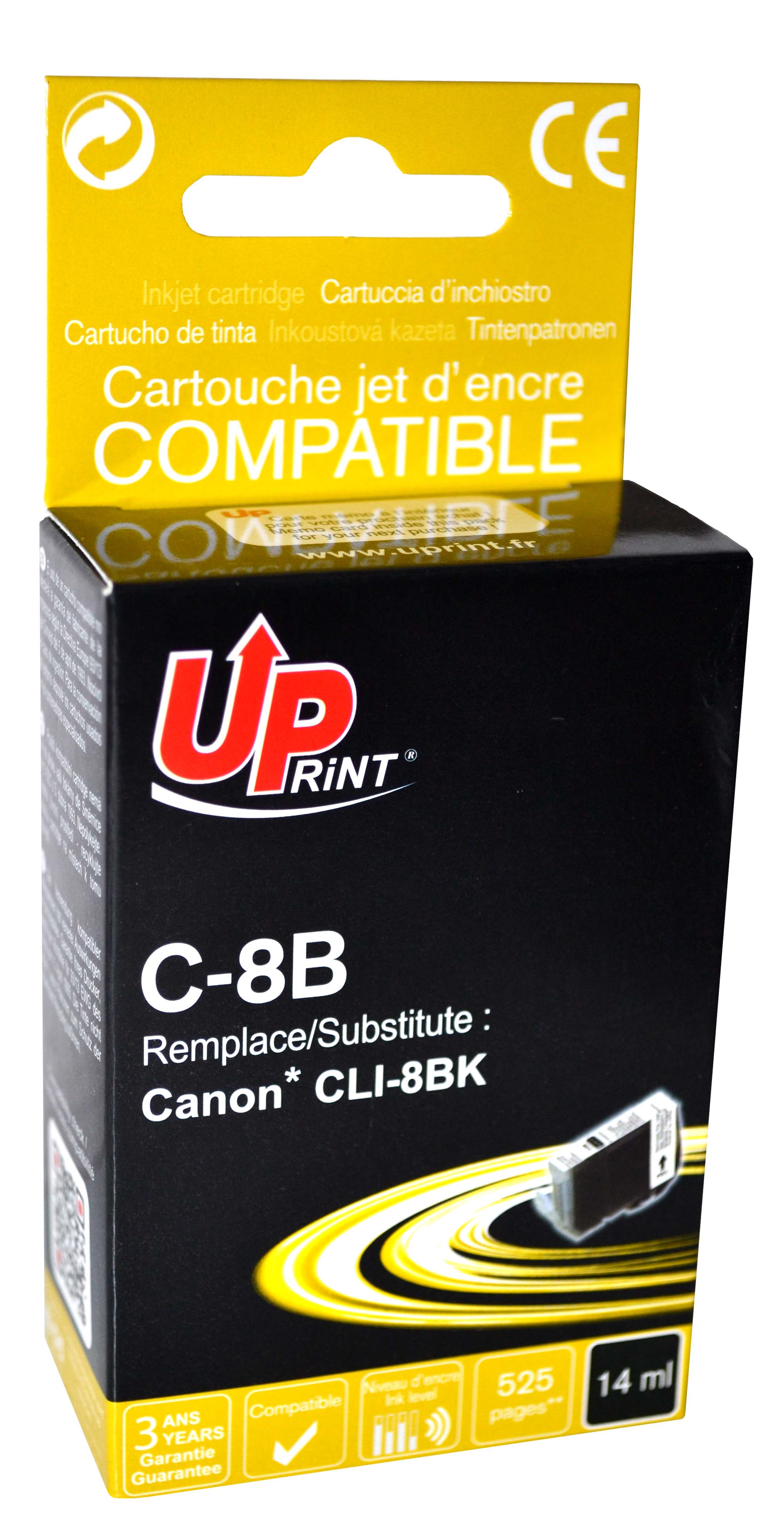 Uprint cartouche compatible CANON CLI8 remplace 0620B001 Noir
