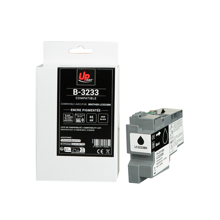 Uprint cartouche compatible BROTHER LC3233BK Noir