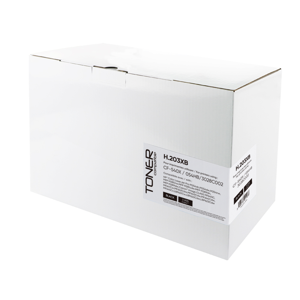 Toner compatible HP/CANON 203X/054H SANS niveau remplace CF540X/3028C002 Noir