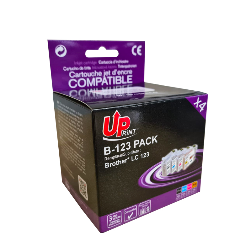 Uprint PACK 4 cartouches compatible BROTHER LC123 remplace LC121/LC123/LC125 N/C/M/J