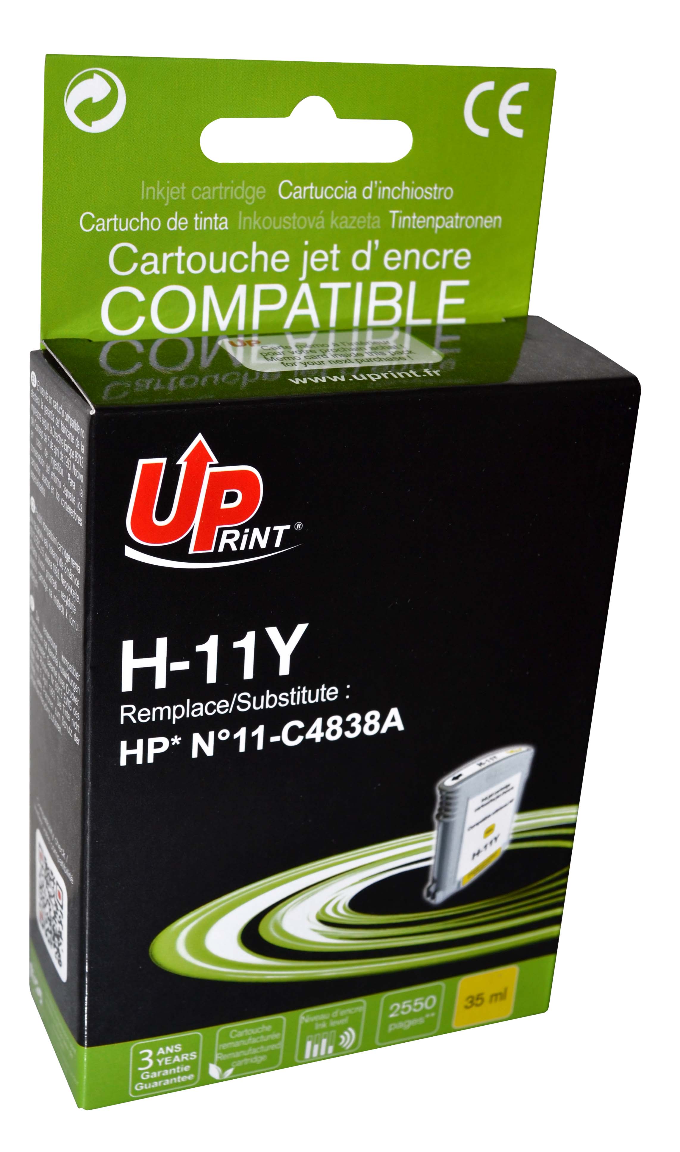 Uprint H-11Y Y cartouche compatible avec HP N°11 - C4838A