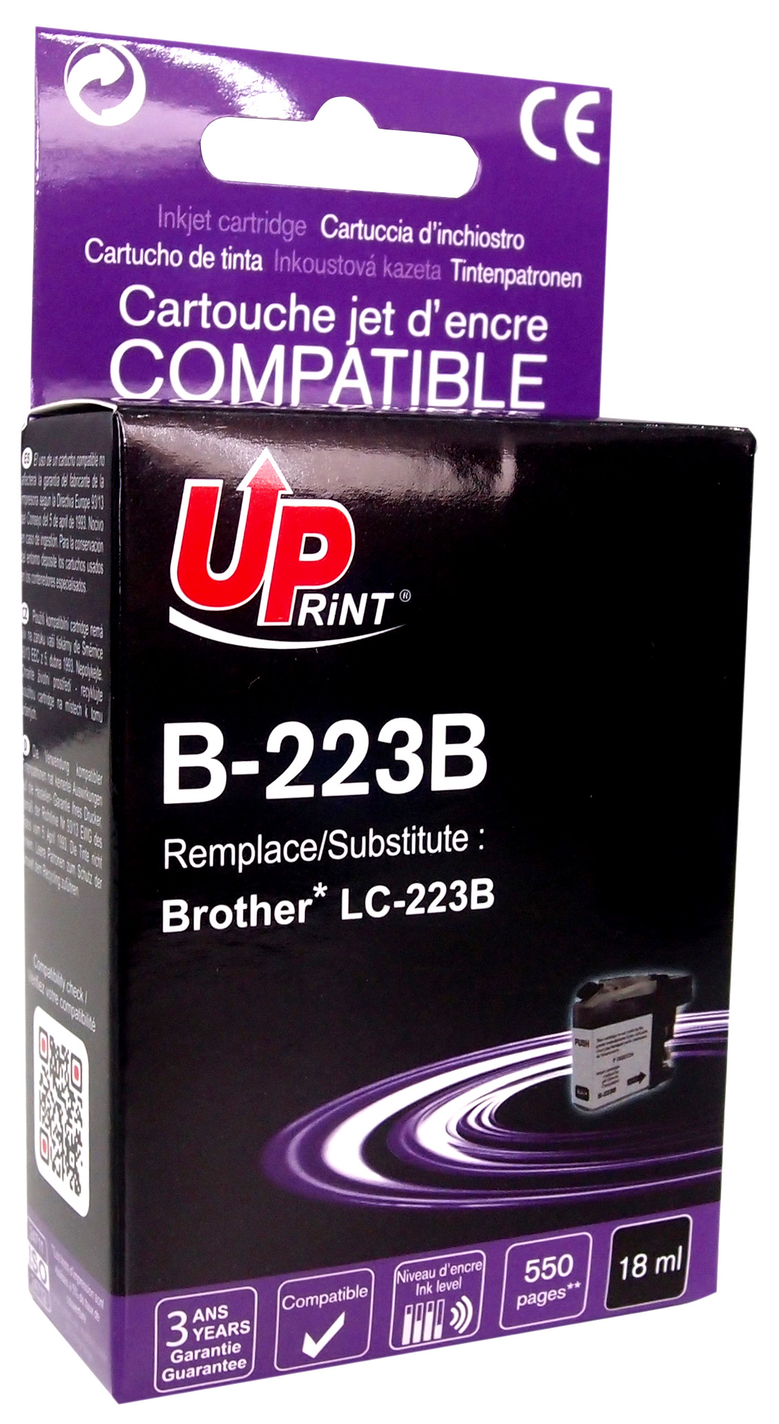 Uprint cartouche compatible BROTHER LC223 Noir