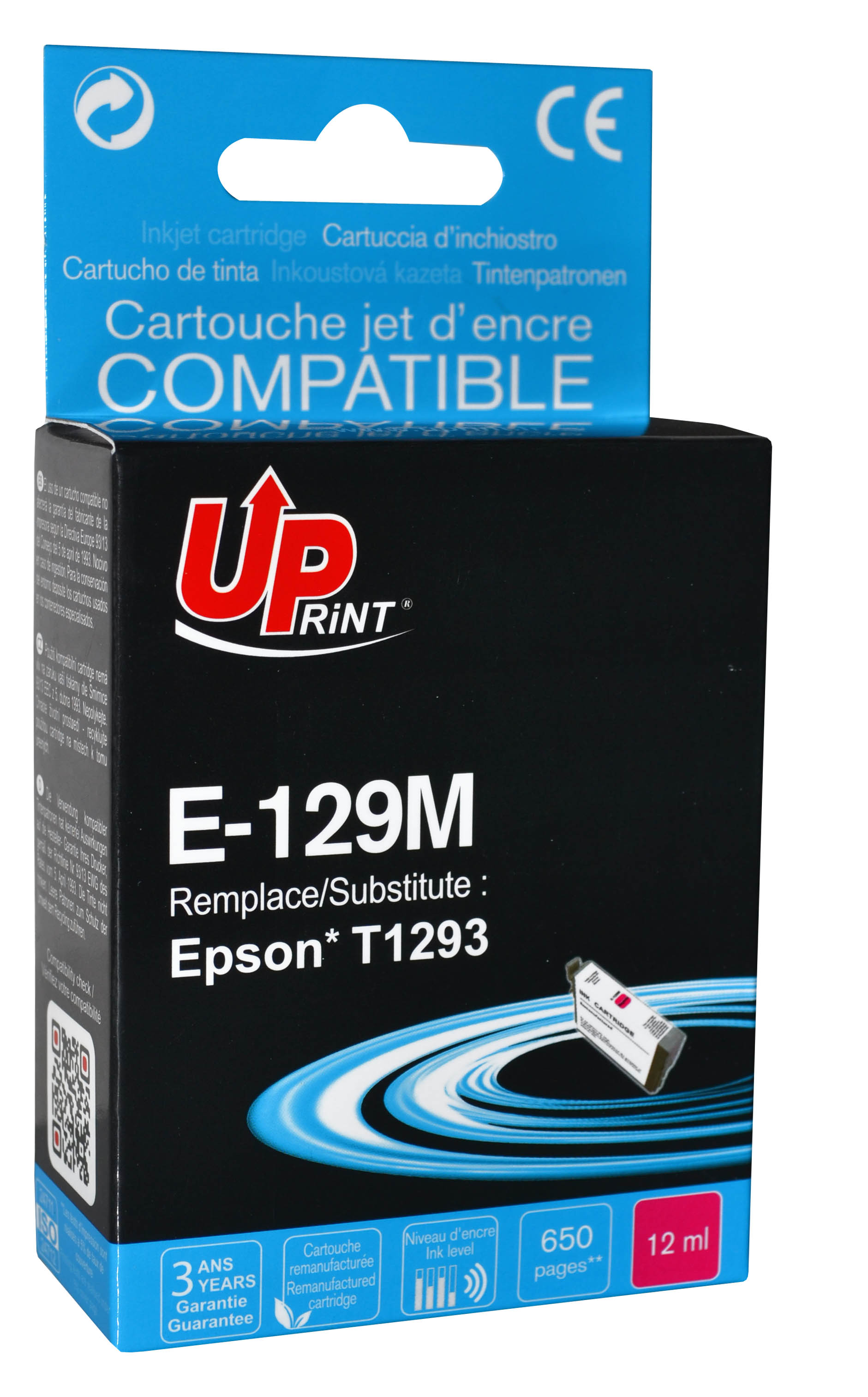 Uprint cartouche remanufacturée EPSON T1293 remplace C13T12934011 Magenta