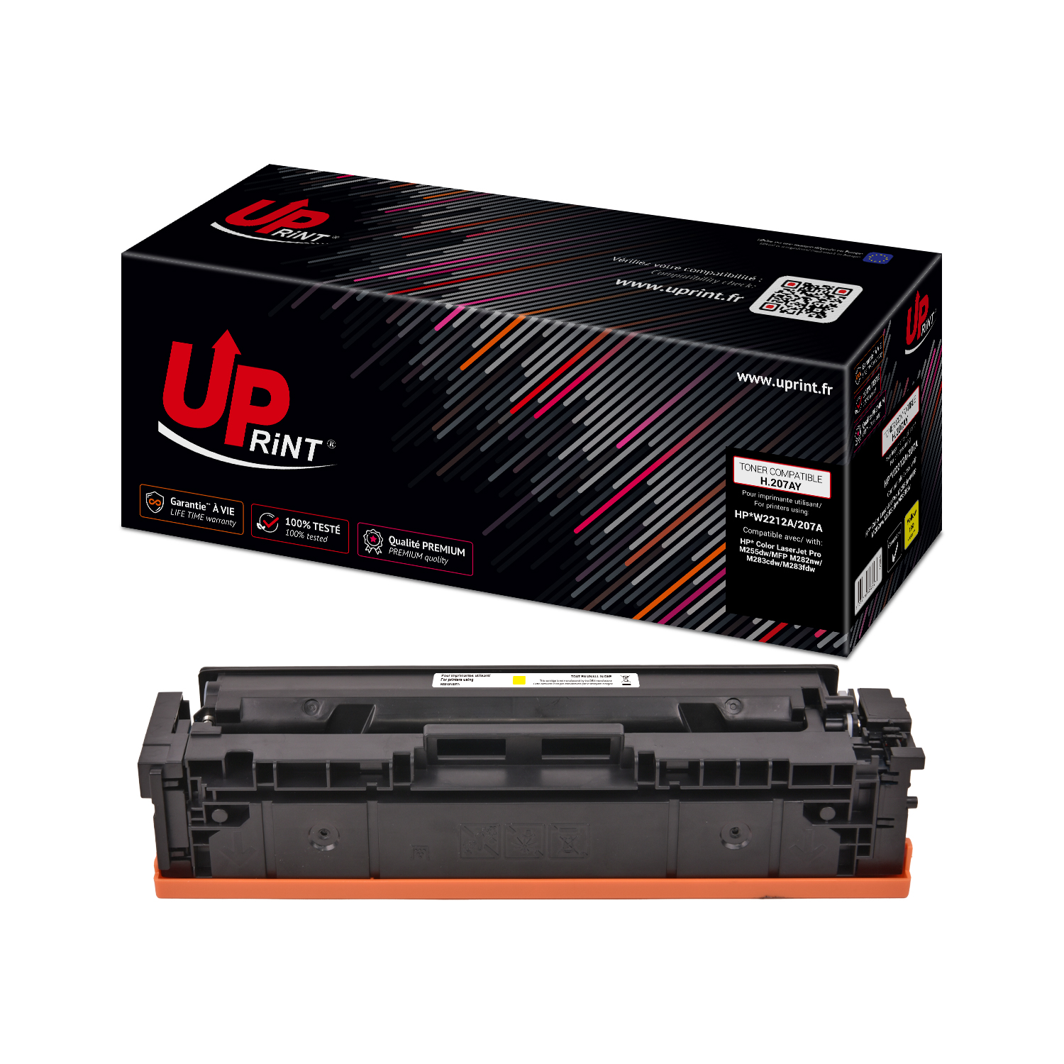 Uprint toner compatible HP 207A puce neuve avec niveau remplace W2212A Jaune