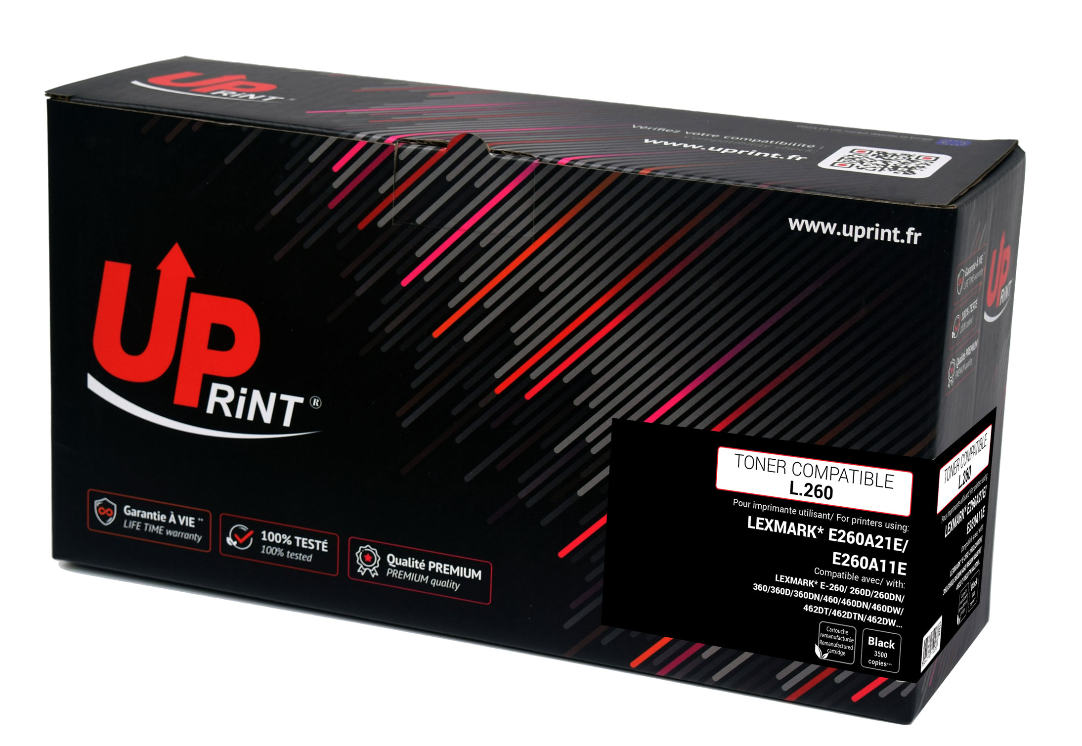 Uprint toner remanufacturé LEXMARK 260A remplace E260A21E