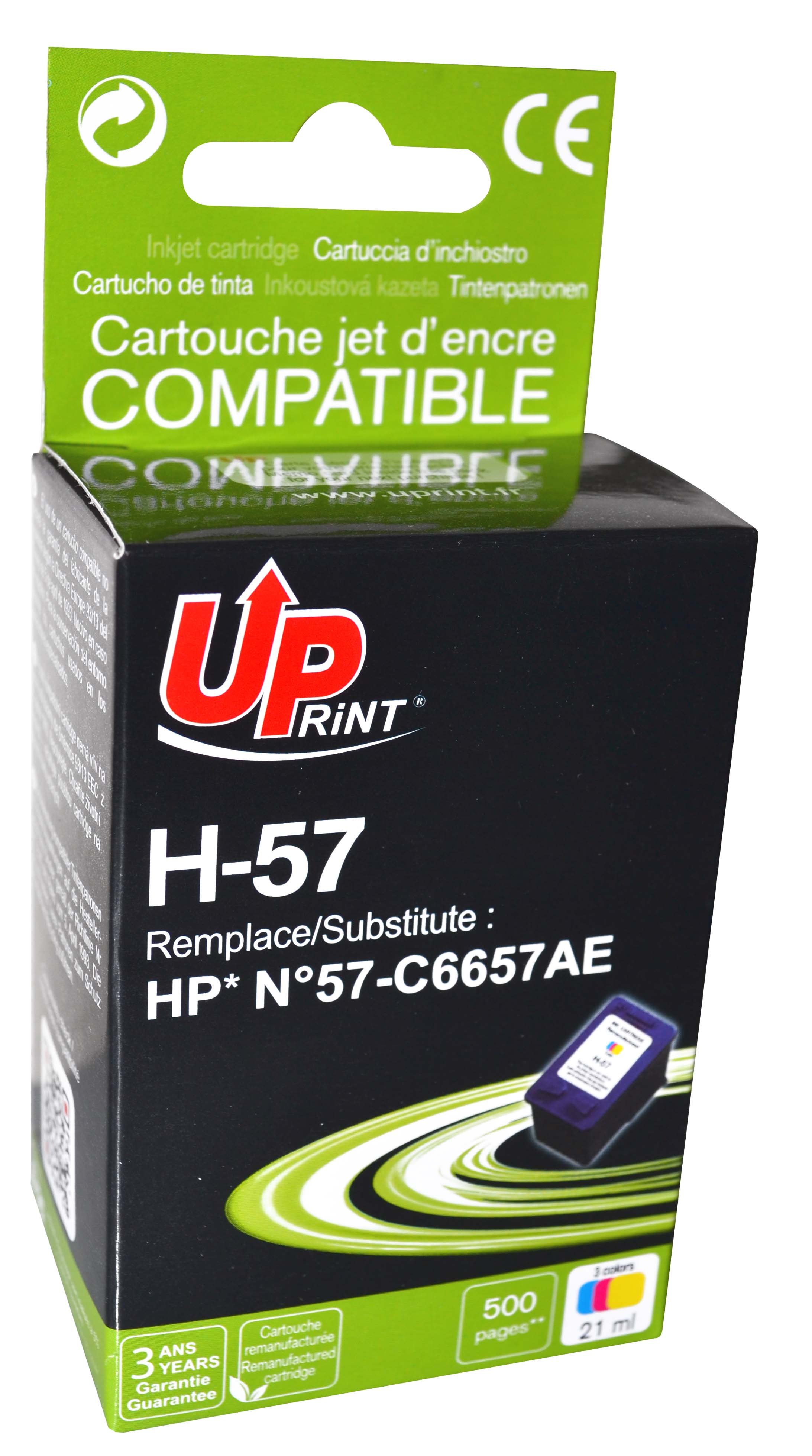 Uprint cartouche remanufacturée HP N°57 remplace C6657AE Couleur