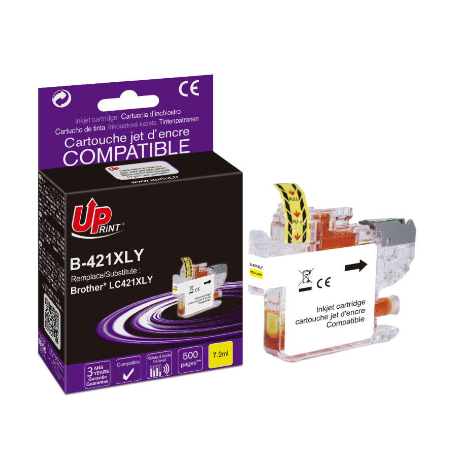 Uprint cartouche compatible BROTHER LC421XL Jaune