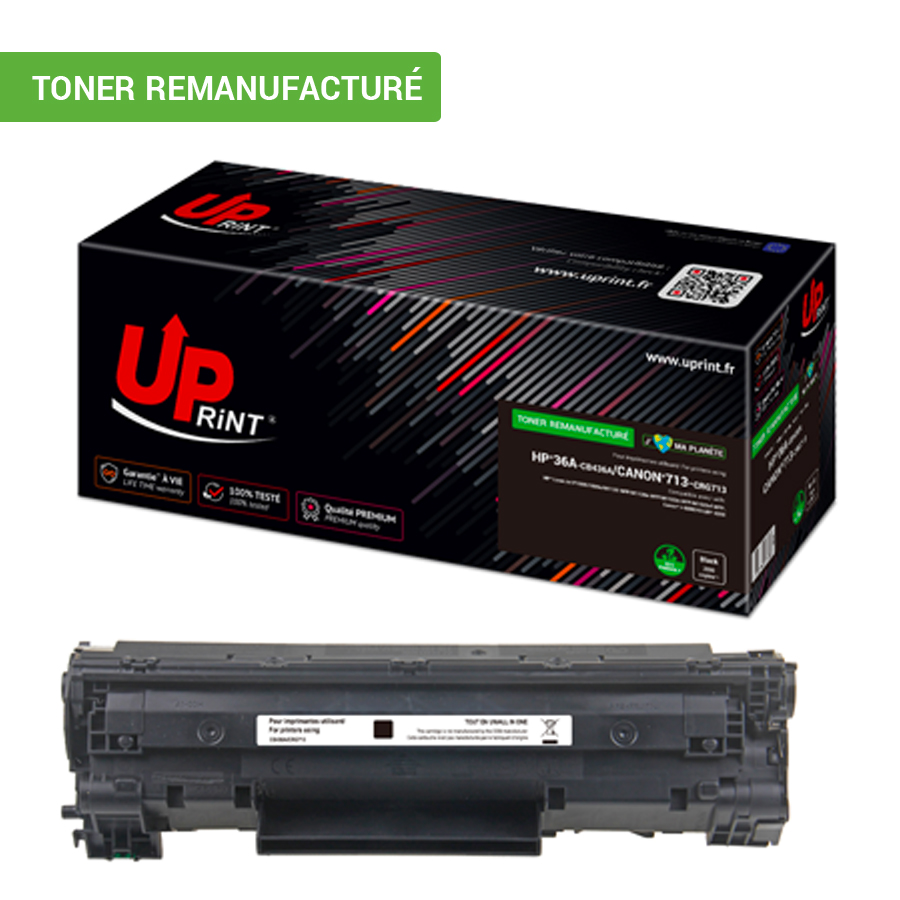 Uprint toner remanufacturé HP/CANON 36A/713 remplace CB436/CRG713 Noir