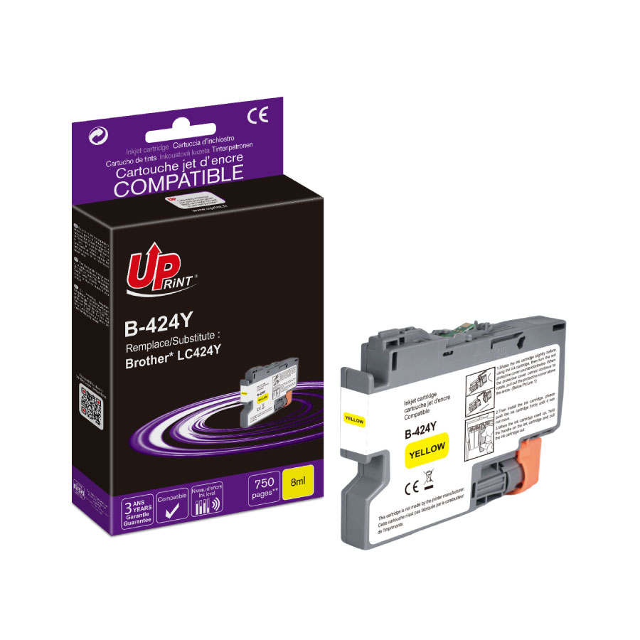 Uprint cartouche compatible BROTHER LC424 Jaune